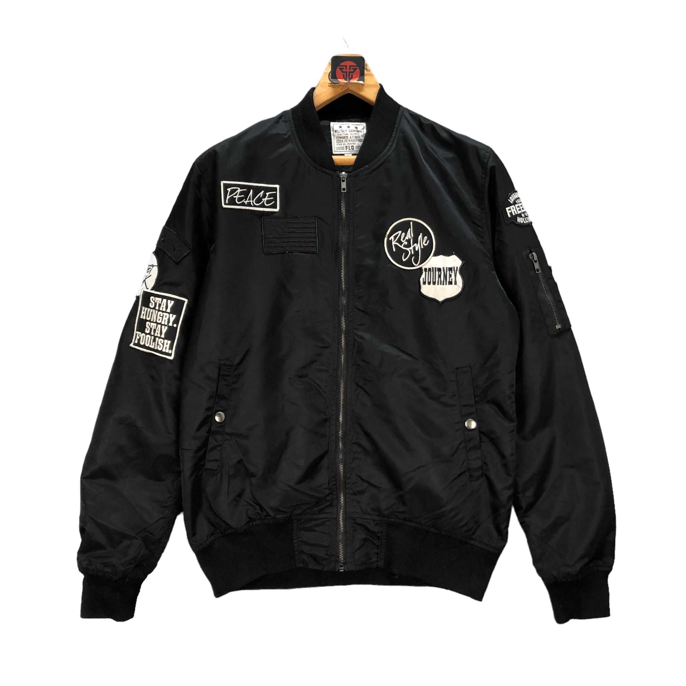 Japanese Brand MILITARY GARMENT PATCHES BOMBER JACKET #7338-130 Size US L / EU 52-54 / 3 - 1 Thumbnail