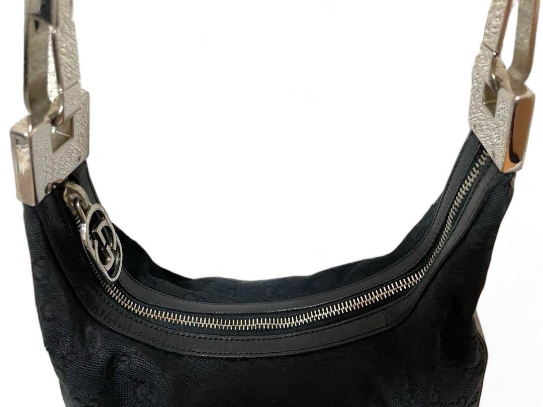 Gucci Gucci - Handbag Silver Black Monogram GG Interlocking Bag Size ONE SIZE - 3 Thumbnail