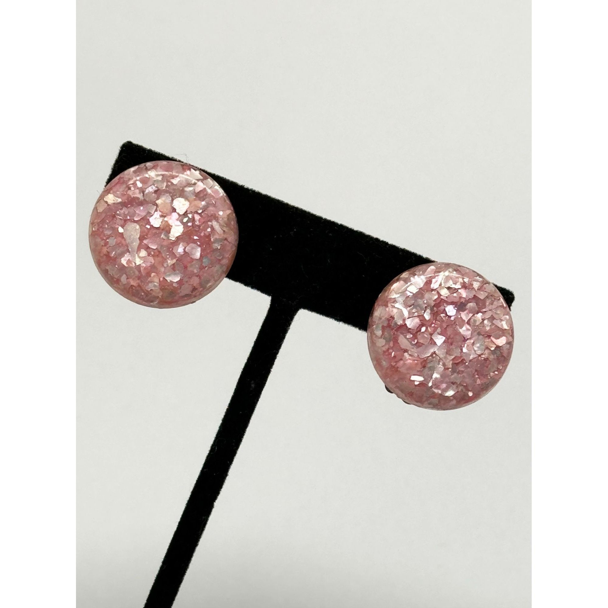 Vintage Vintage pink confetti glitter earrings Size ONE SIZE - 1 Thumbnail