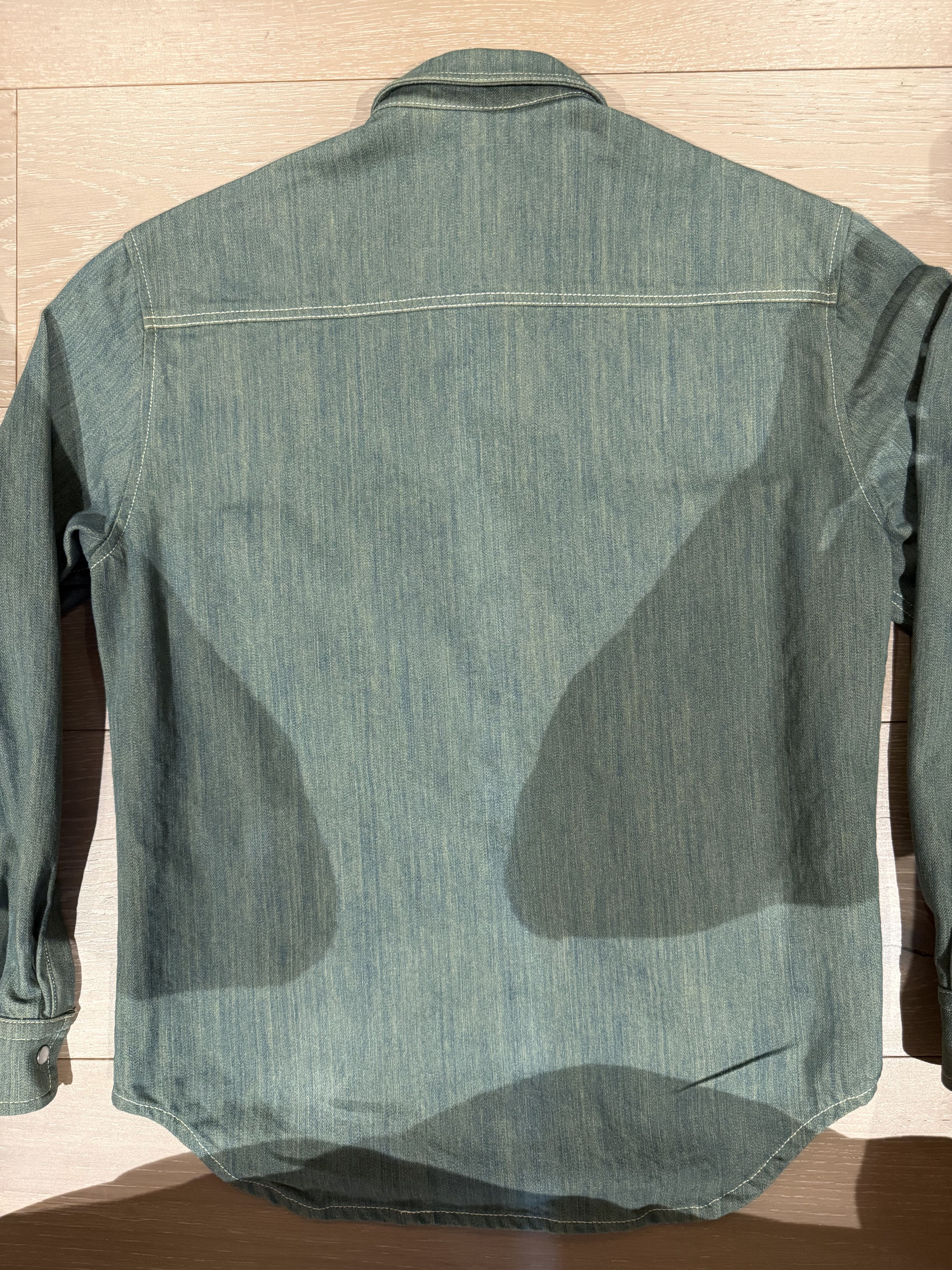 Libero 💚 Libero Spaghetti Western Button Up Shirt Green Denim NEW Size US M / EU 48-50 / 2 - 17 Thumbnail