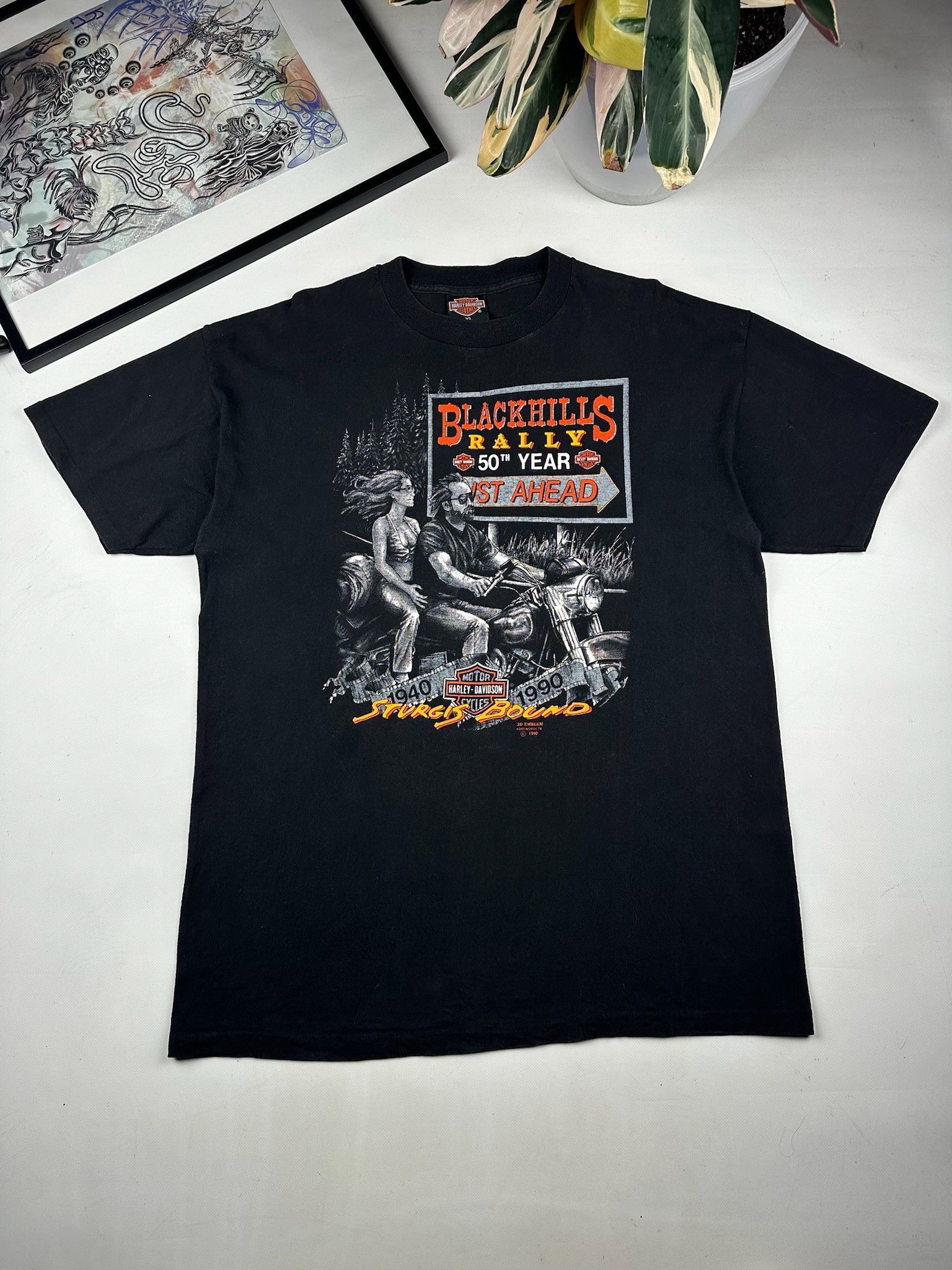 Harley Davidson Vintage rare 3D emblem short sleeve tee Size US XL / EU 56 / 4 - 1 Thumbnail