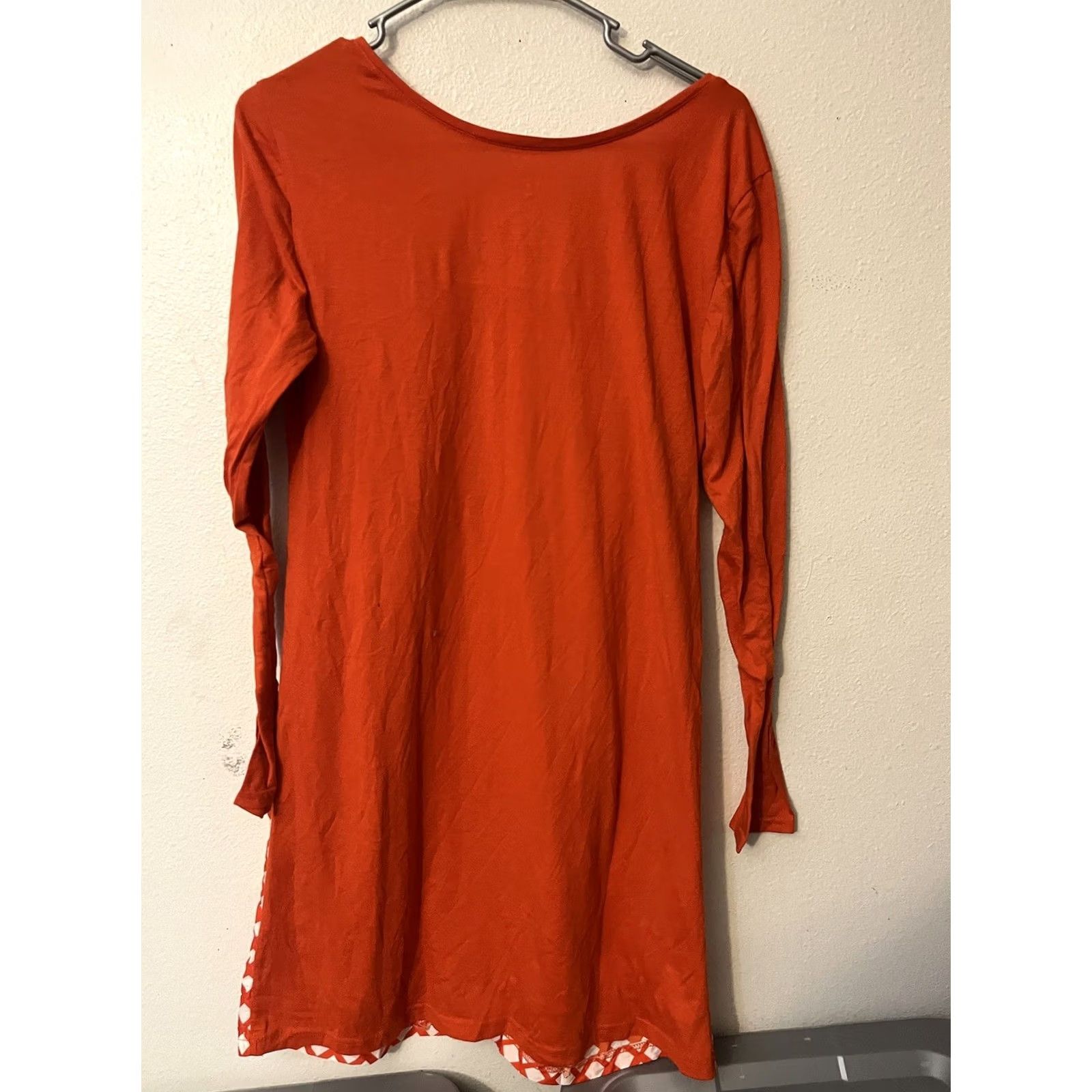 Vintage G.H.Bass & Co Casual Dress Women Medium Orange Midi Shift Long Sleeve | Casual Womens Dress M Orange Size M / US 6-8 / IT 42-44 - 3 Thumbnail