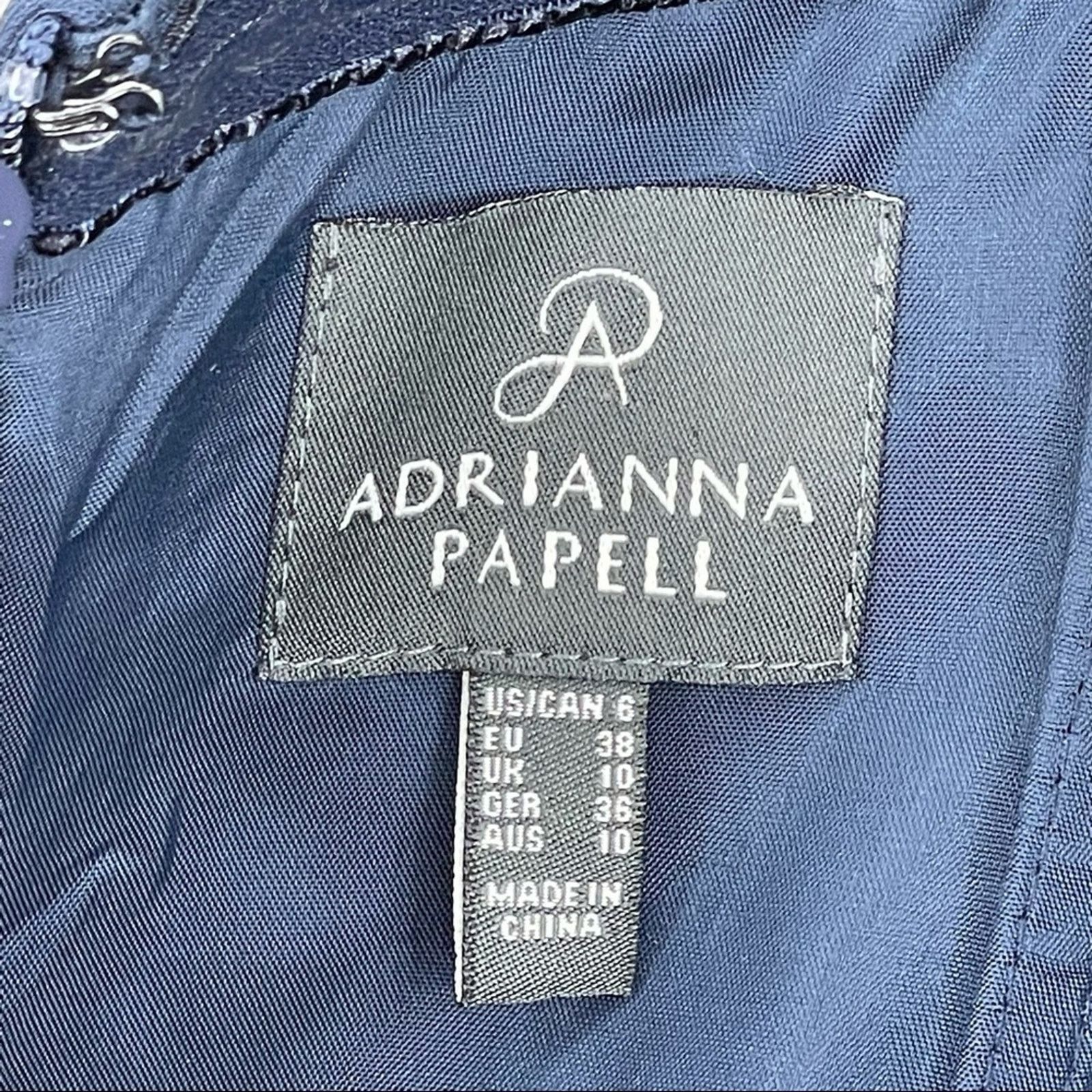 Adrianna Papell Adrianna Papell Dark Blue Embellished Waist Dress Size 6 Size M / US 6-8 / IT 42-44 - 3 Thumbnail