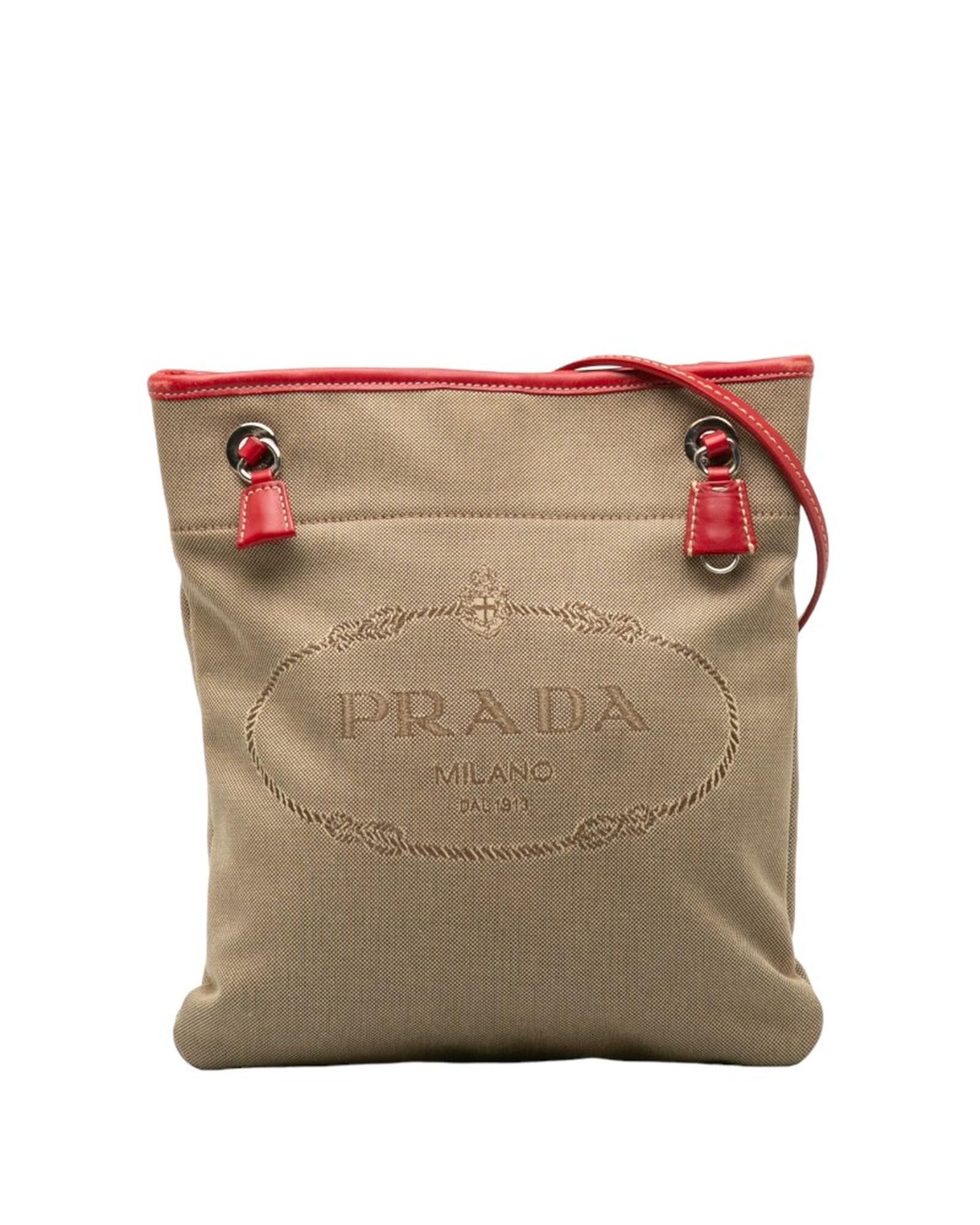 image of Prada Logo Beige Crossbody Bag In B Condition, Women's