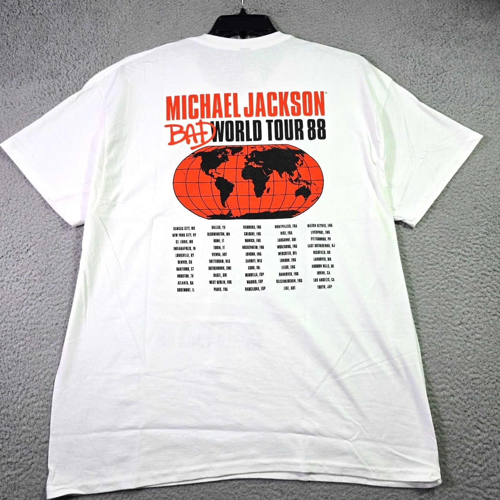 Michael Jackson Shirt Mens 1XL White Bad World Tour Music Distressed 80s, Men's — image 3 of 6