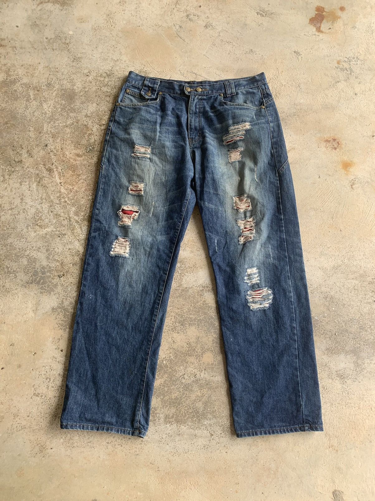 If Six Was Nine Distressed Denim Baggy Jeans Size US 38 / EU 54 - 2 Thumbnail