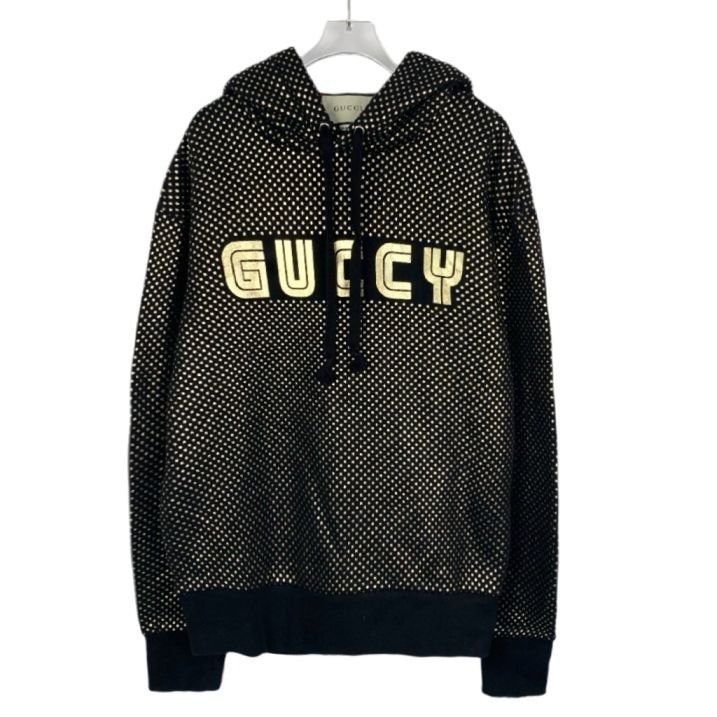 Gucci Gucci Logo and Star Print Hooded Black and Gold Cotton Long- Size S / US 4 / IT 40 - 1 Thumbnail