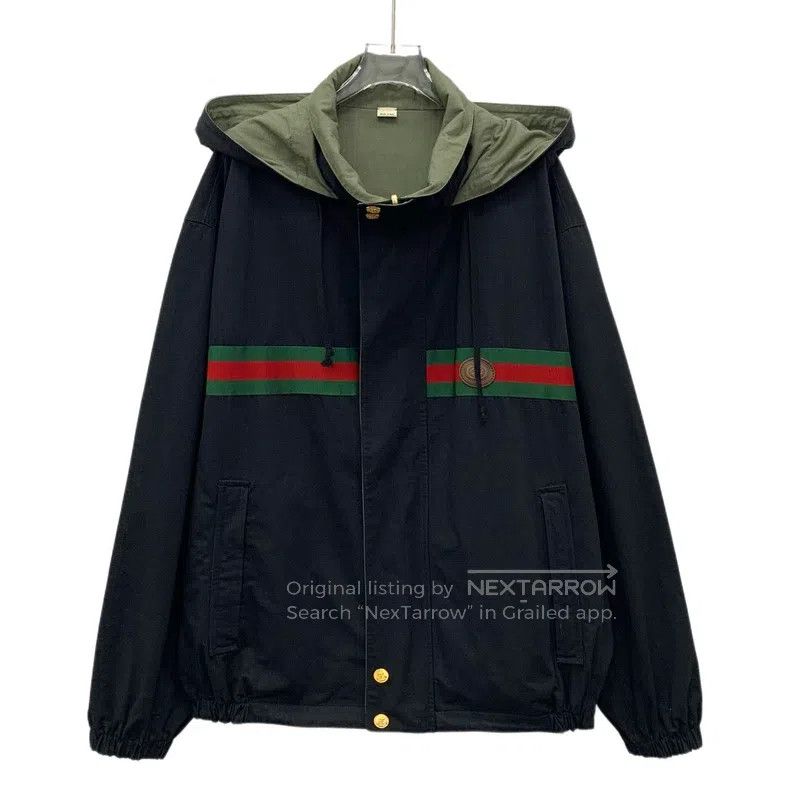 Gucci Gucci Colour block logo label embroidery cotton hooded lon Size US M / EU 48-50 / 2 - 1 Thumbnail