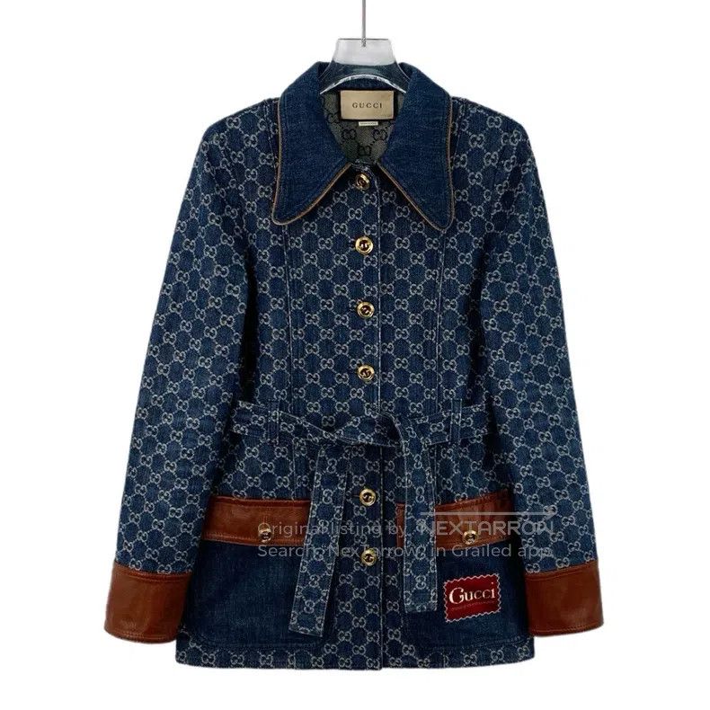 Gucci Gucci Dark blue logo jacquad full print cotton lapel singl Size XS / US 0-2 / IT 36-38 - 1 Thumbnail