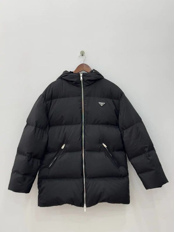 Prada Men's Black Mid-Length Down Jacket