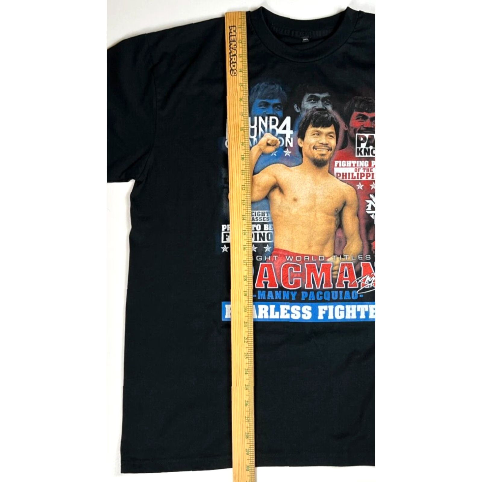 Vintage Men's T-Shirt Pacquiao Fearless Fighter 3XL Black Crew Neck Short Sleeve Sports Graphics Mens Size US XXL / EU 58 / 5 - 7 Thumbnail
