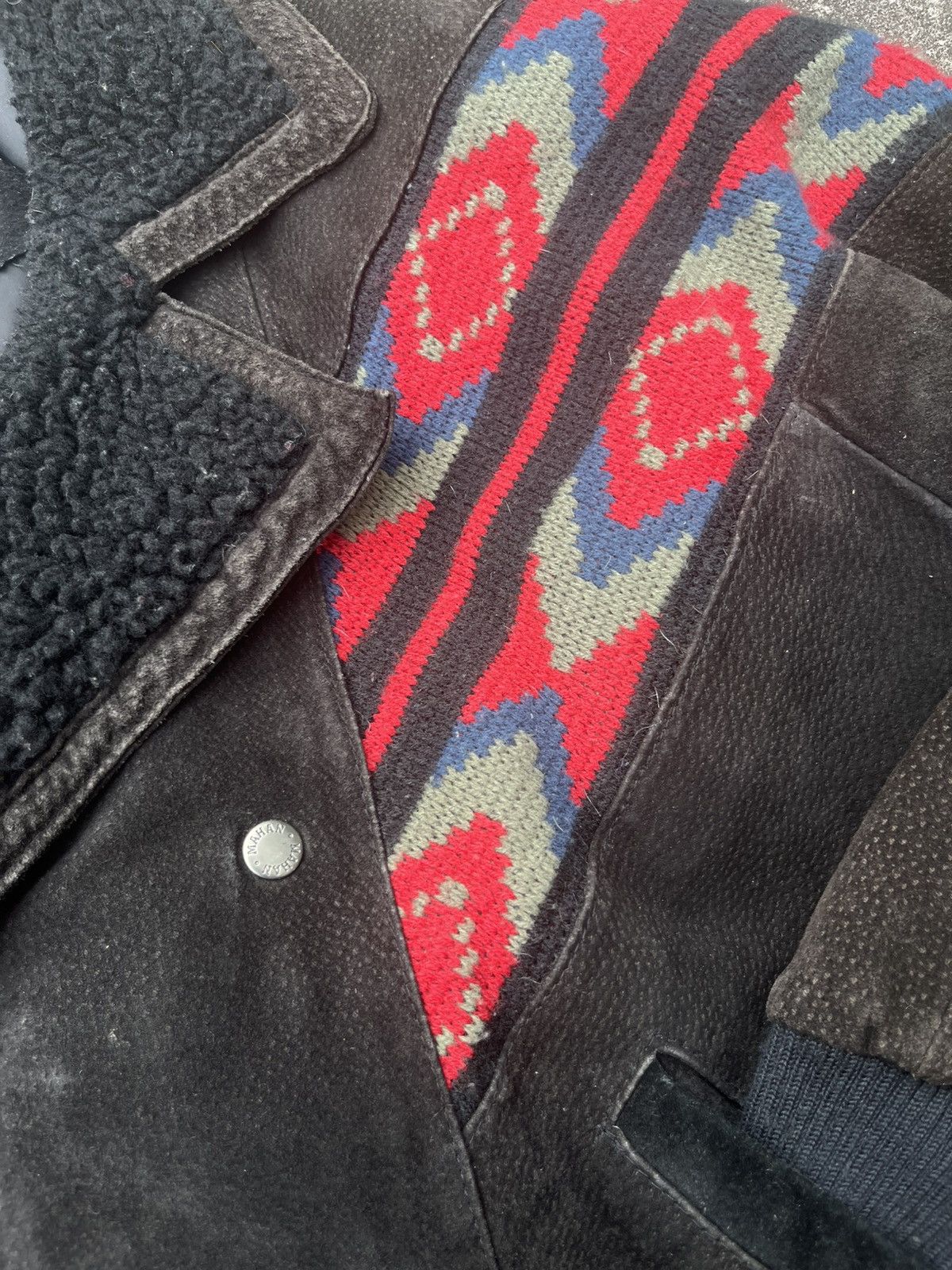 Larry Mahan Western Leather Rodeo Jacket Vintage Suede Black & Red Small Size US S / EU 44-46 / 1 - 5 Thumbnail