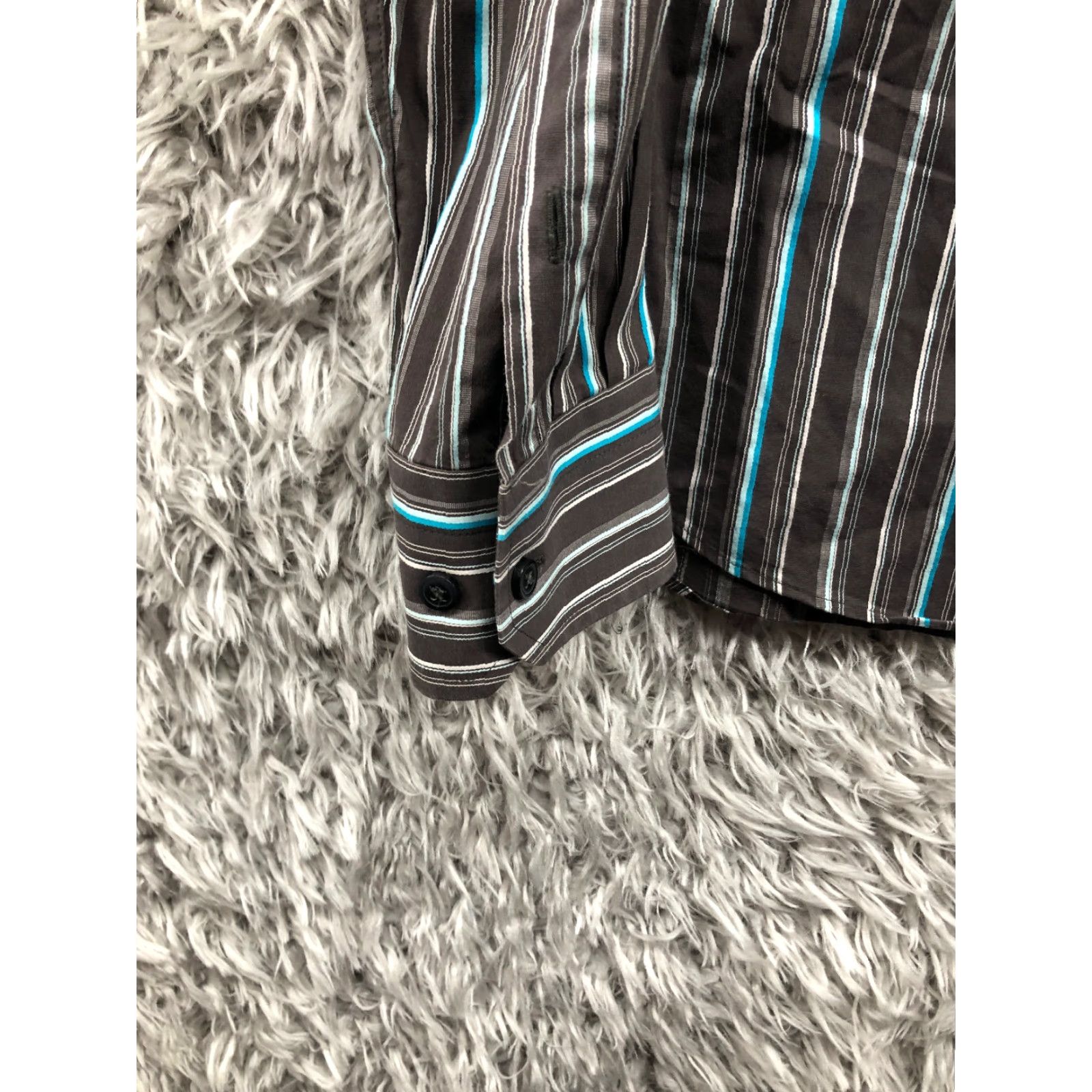 Express Express Shirt M Mens Black Striped Long Sleeve Spread Collar Shirt Size US M / EU 48-50 / 2 - 2 Thumbnail