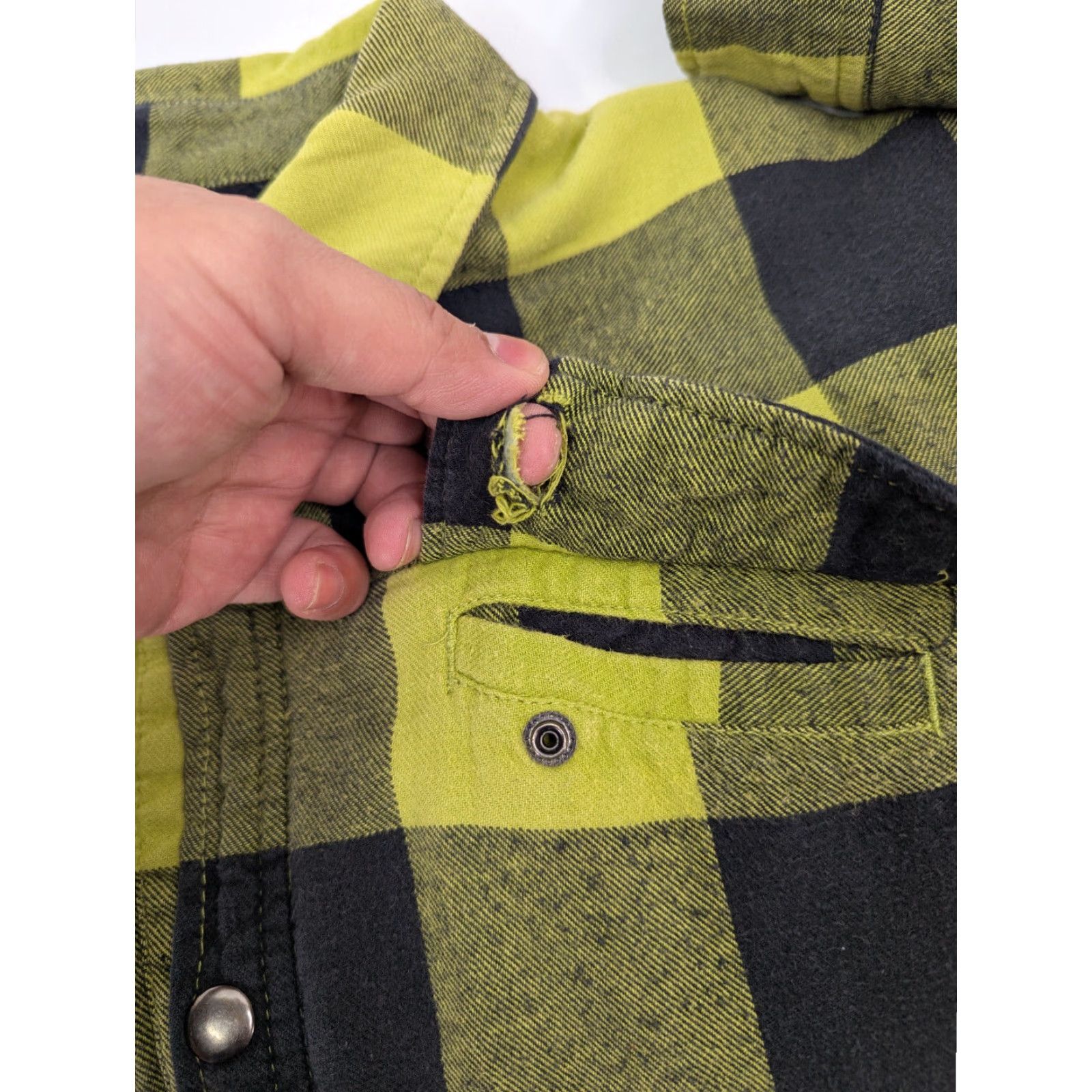 Metal Mulisha Metal Mulisha Snap Long Sleeve Plaid Shacket Yellow XL Cotton Flannel Heavyweight Pockets Casual Workwear Mens Size US XL / EU 56 / 4 - 2 Thumbnail