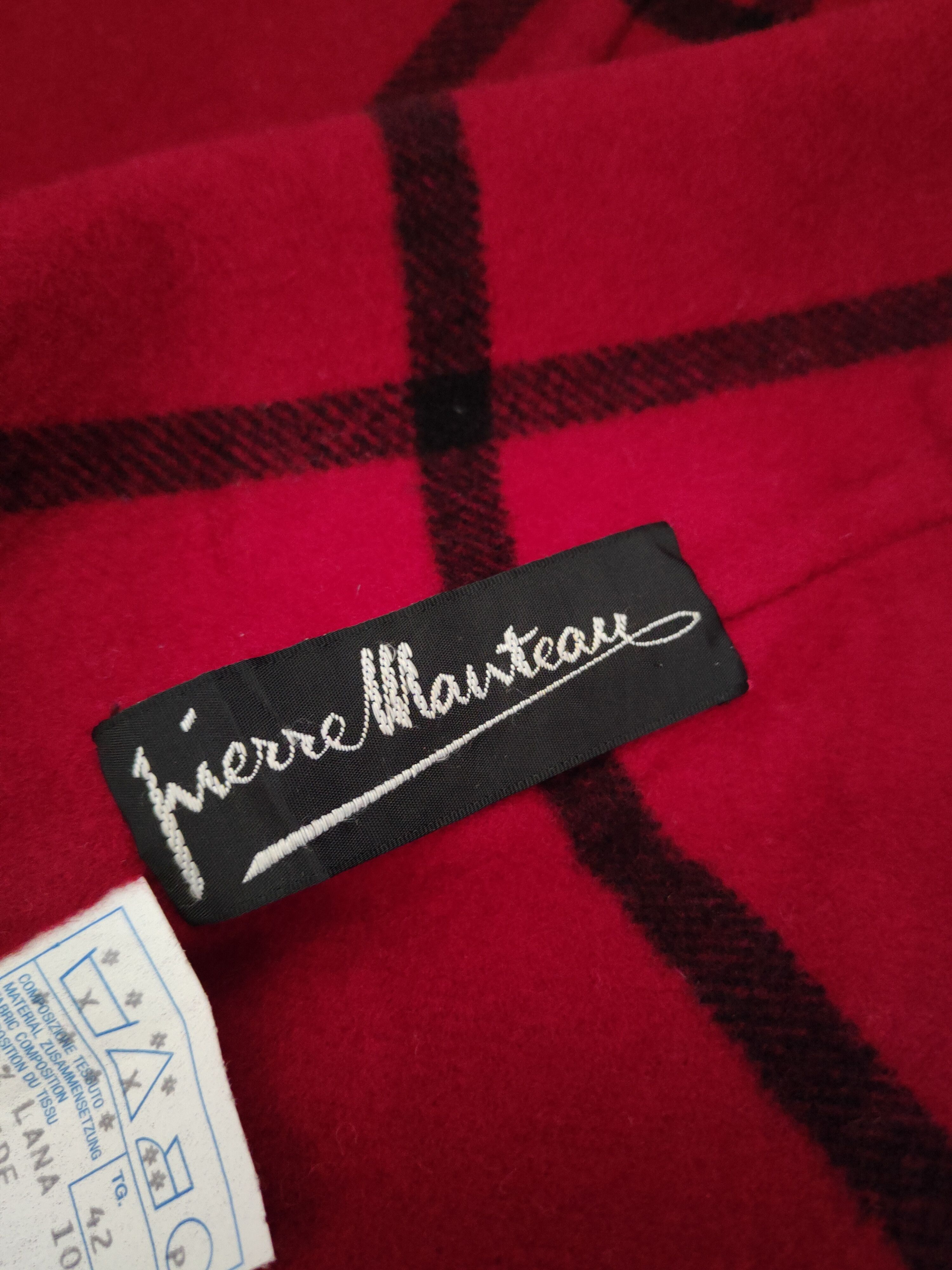 Vintage Pierre Manteam checkered Red Wool Coats #W2228 Size L / US 10 / IT 46 - 13 Thumbnail