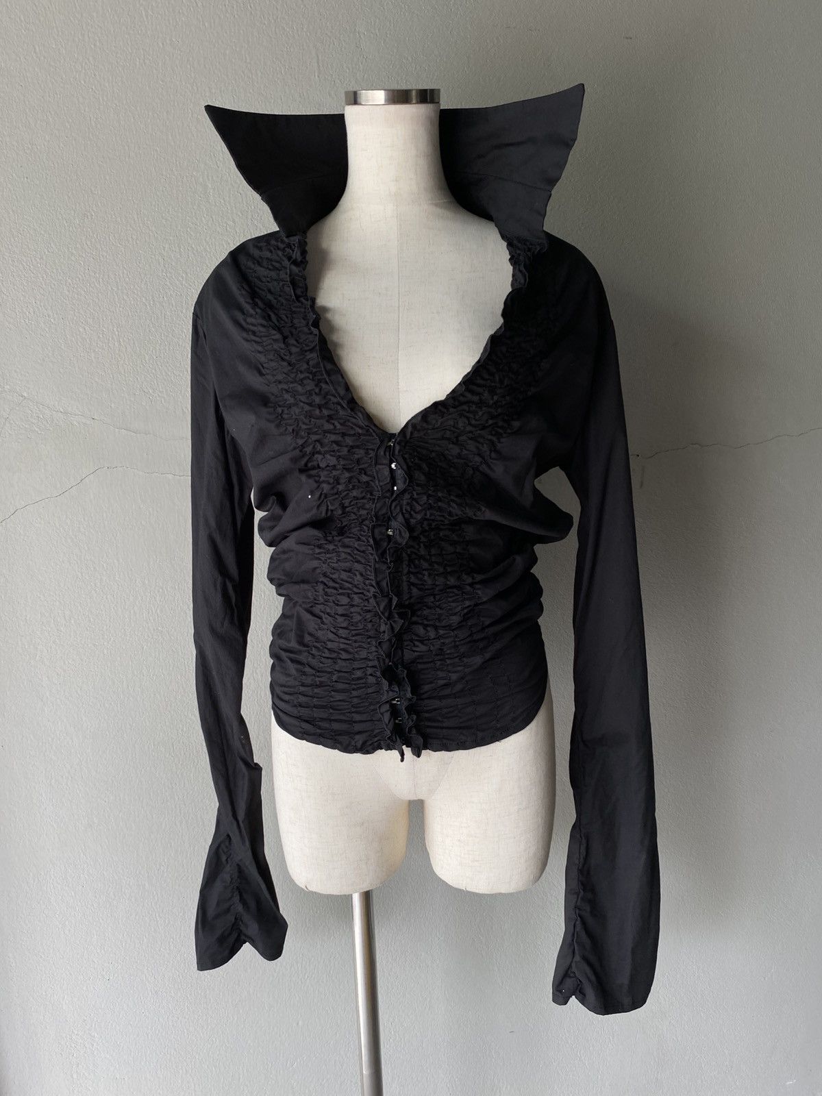 Designer × Japanese Brand Y2K Mayentl Black Ruched Long-Sleeve Blouse Size M / US 6-8 / IT 42-44 - 7 Thumbnail