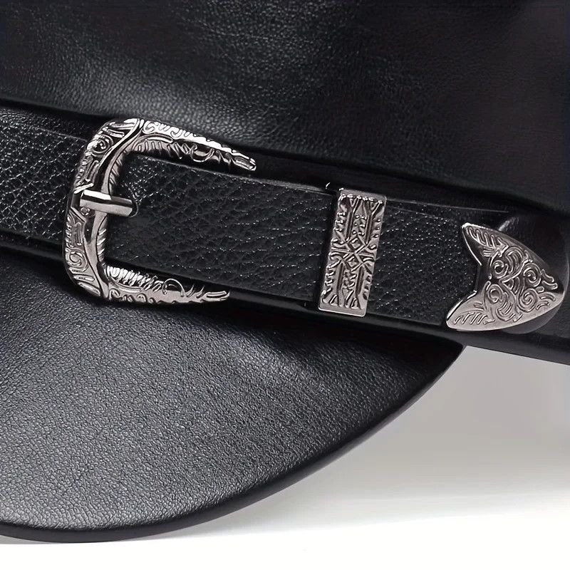 Japanese Brand Large Belt Buckle Leather Hat Size ONE SIZE - 3 Thumbnail