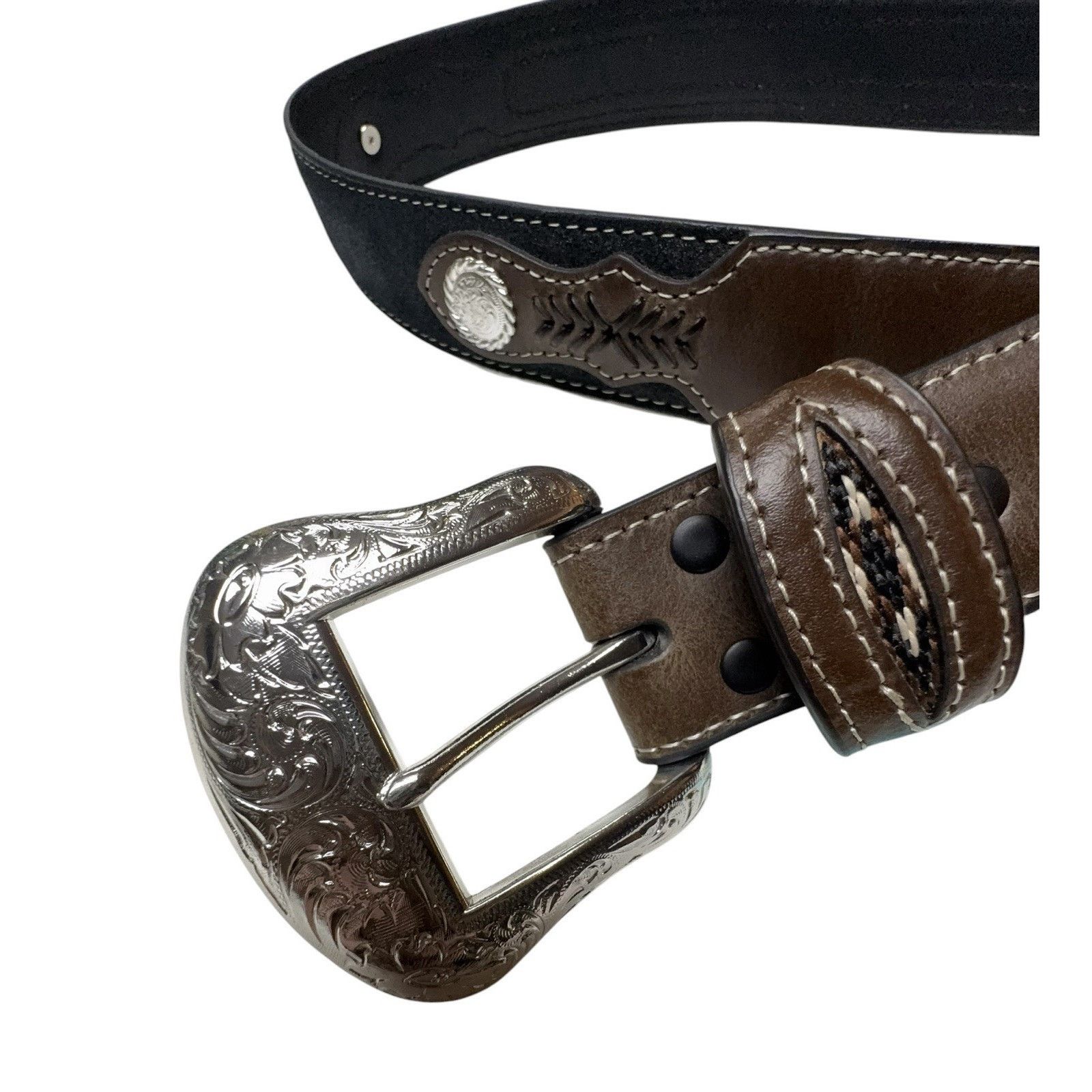 Other Vintage Western Leather Belt Tooled Brown Cowboy Rodeo 38 Size 38 - 1 Thumbnail