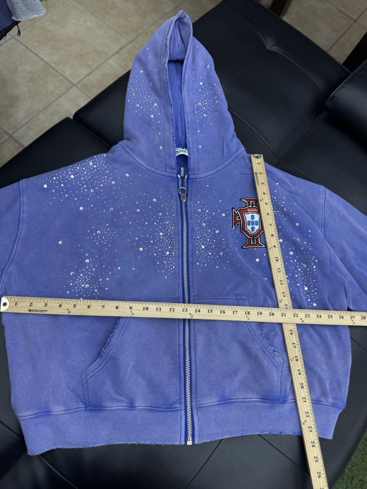 Vale Valley Hoodie Stone Zip Up Blue Crystals Size XXL (NEW) Size US XXL / EU 58 / 5 - 11 Thumbnail
