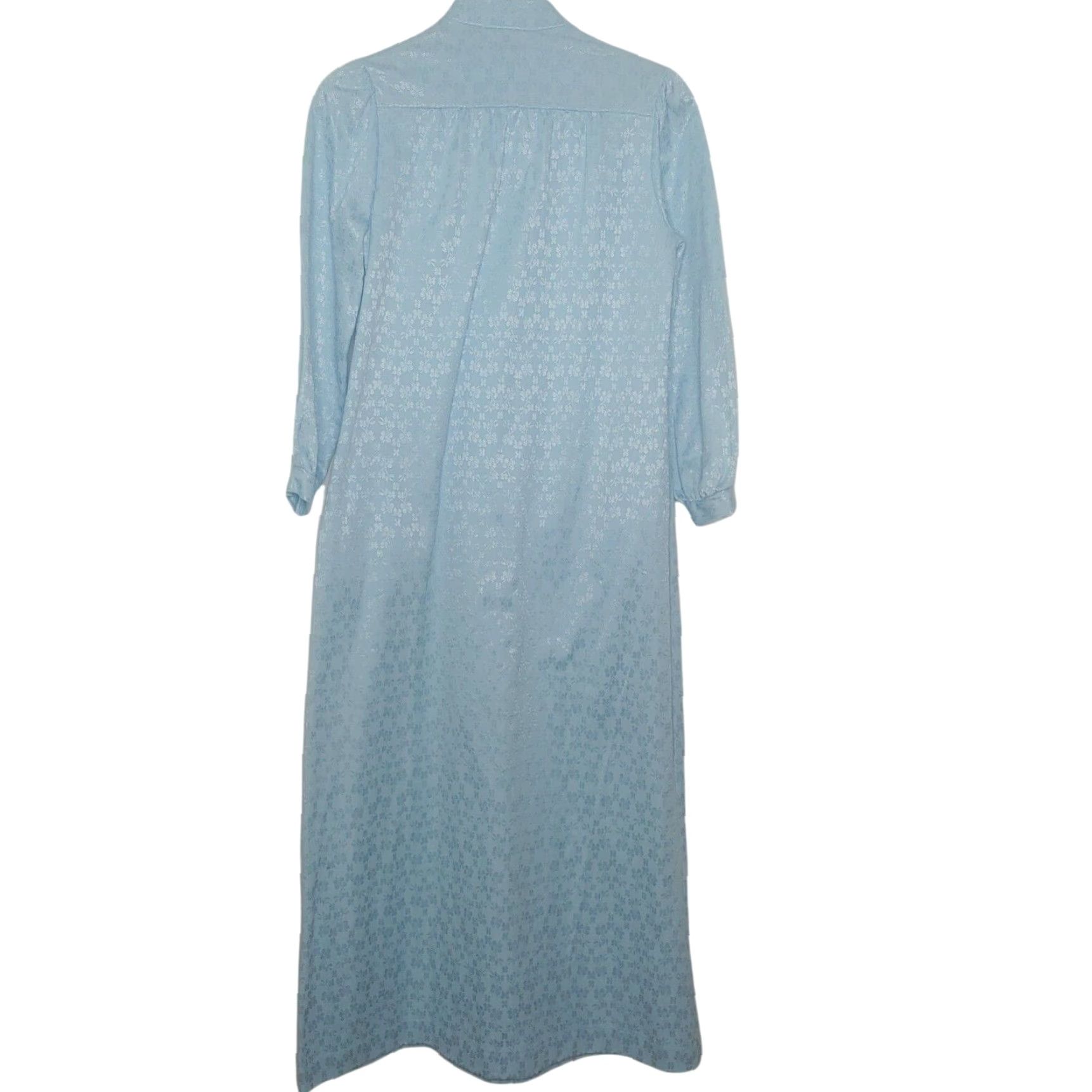 Vintage VINTAGE Vanity Fair Robe Women's Long Gown Blue Floral Button Up Nightgown Housecoat Granny Size ONE SIZE - 2 Thumbnail