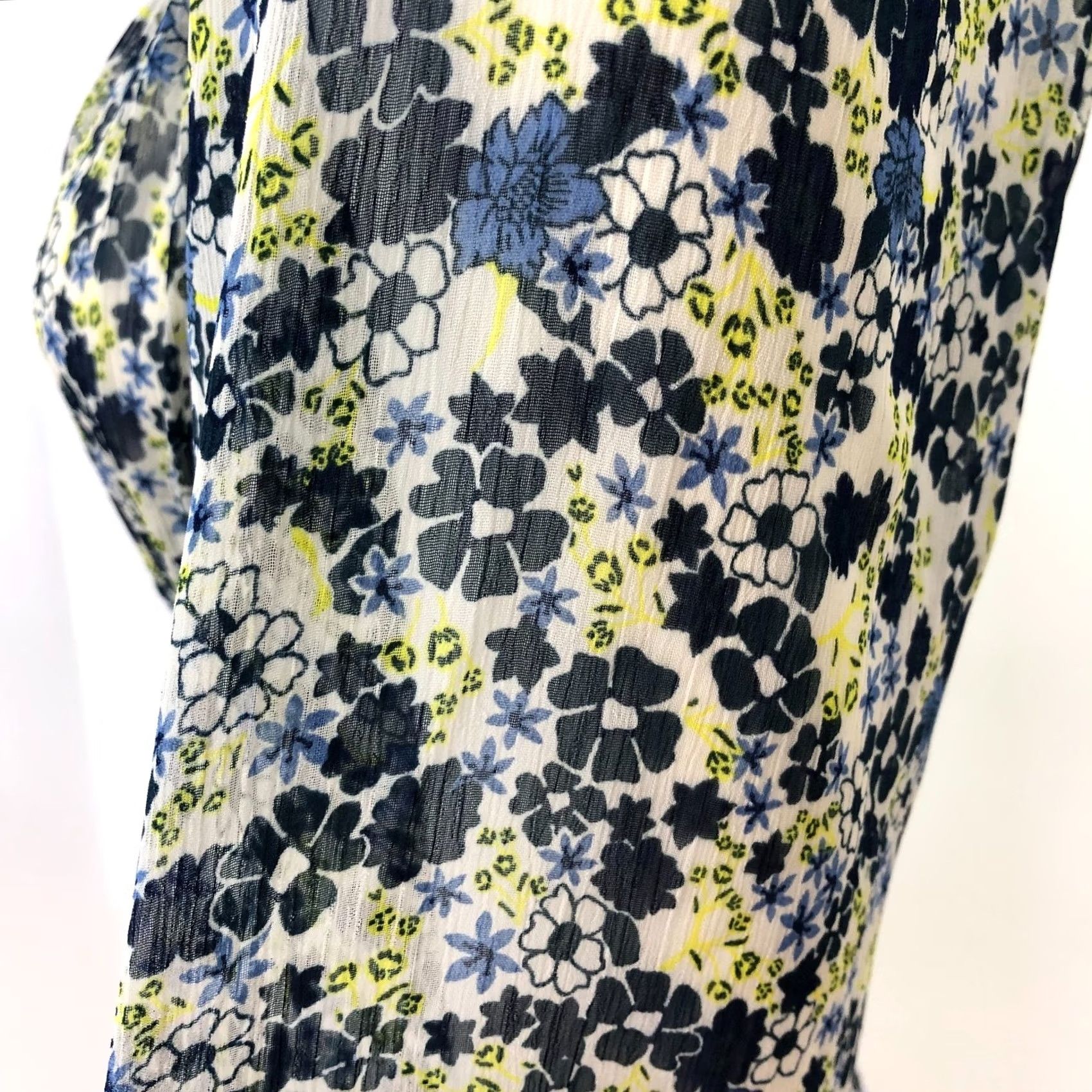 Vintage Figueroa & Flower MED Sheer Smock BOHO Above Knee Dress Floral Pattern Mini Shirt Sleeve 3/4 Polyester Women XS? (Cannot determine size) Size M / US 6-8 / IT 42-44 - 3 Thumbnail