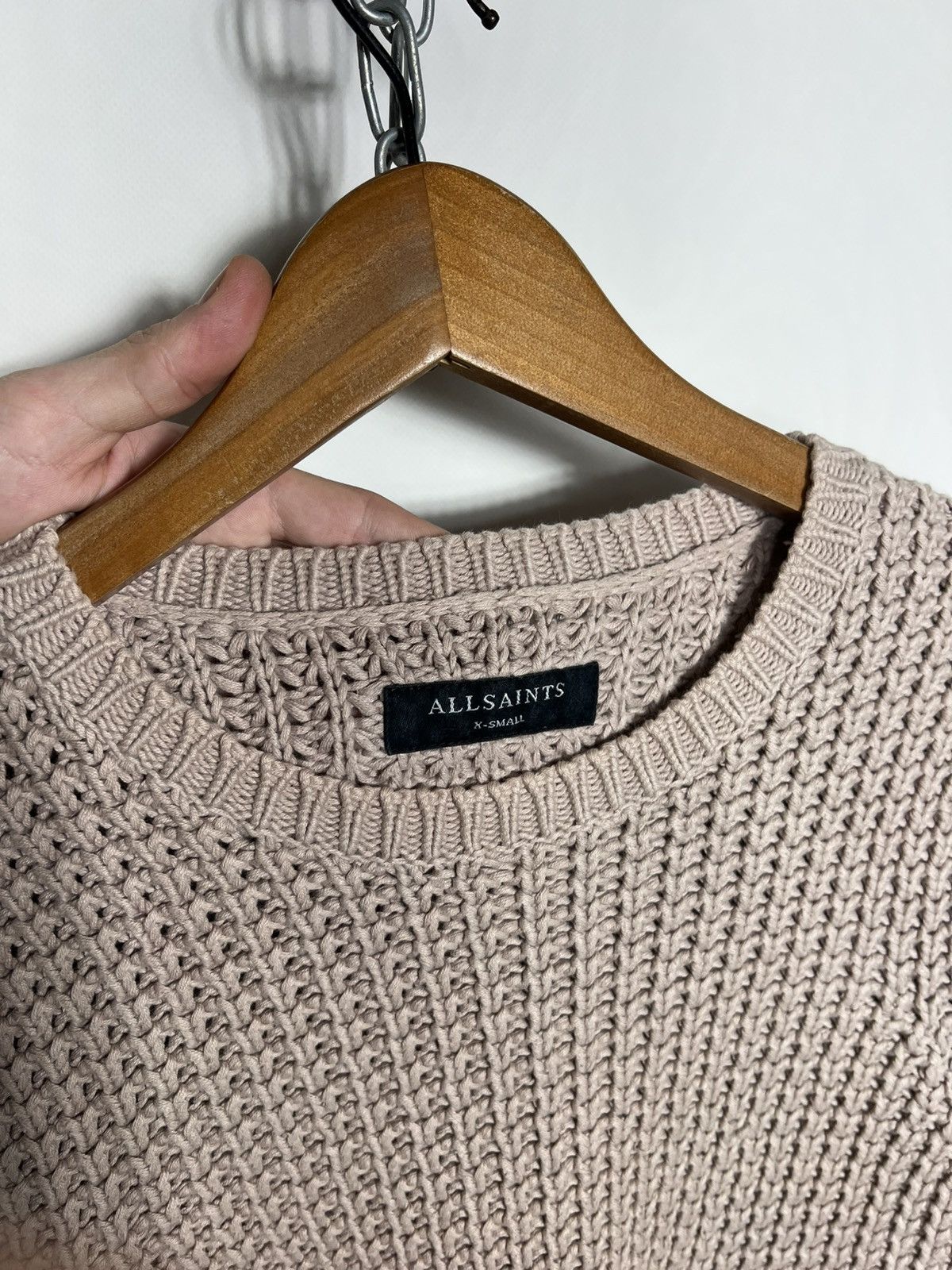 Allsaints Allsaints Light Brown Rok Crew Cable Knit Sweater Size US S / EU 44-46 / 1 - 4 Thumbnail