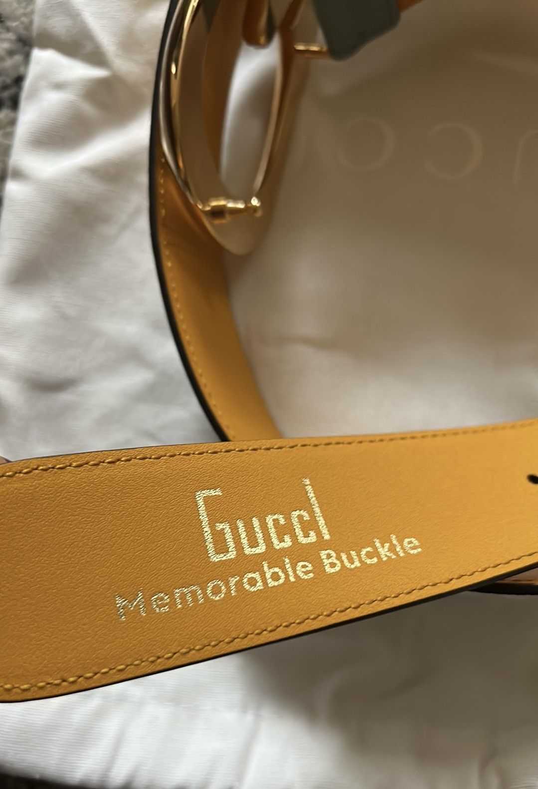 Gucci Gucci Belt 709954 G Memorable BUCKLE Two Tone Leather Belt Size 38 - 6 Thumbnail