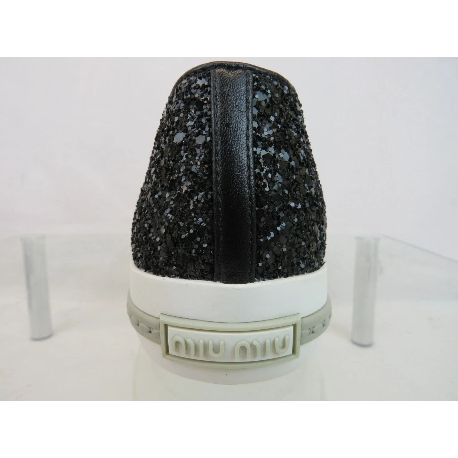 Miu Miu NIB MIU MIU PRADA 5S9 BLACK GLITTER LOGO LOAFERS SNEAKERS 41 Size US 11 / IT 41 - 6 Thumbnail