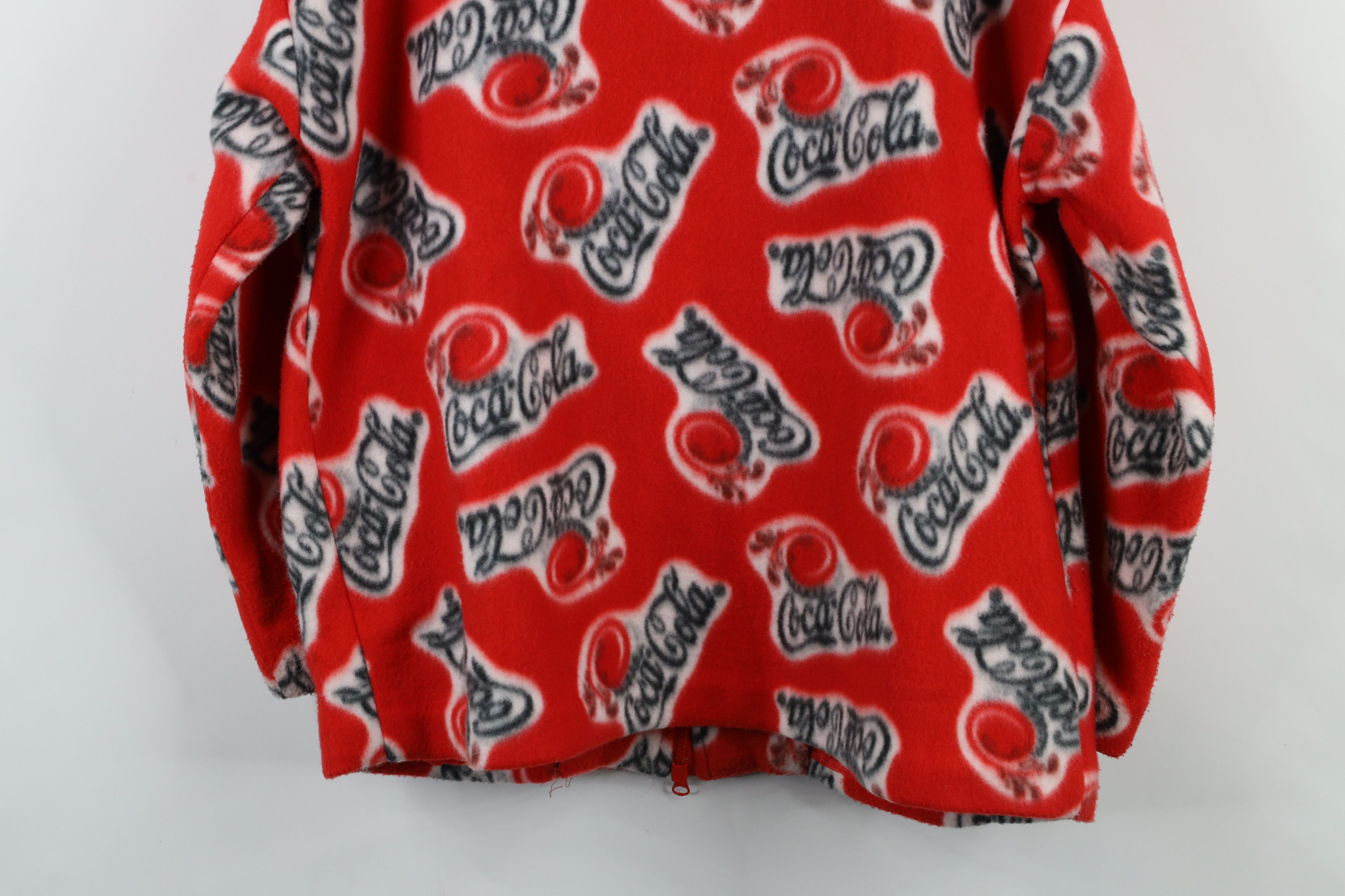 Vintage Vintage 90s Coca Cola Over Print Full Zip Fleece Jacket Red Size XXL / US 16-18 / IT 52-54 - 12 Thumbnail