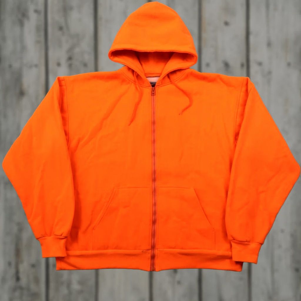Vintage Vintage 90s Thermal Lined Zip Up Hoodie Orange Adult XL XLarge Nike? Size US XL / EU 56 / 4 - 1 Thumbnail