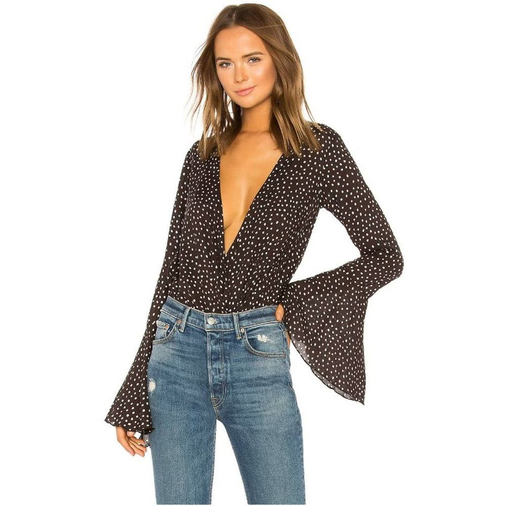 Free People NWT New Free People Makin Waves Black Polka Dot Bodysuit Si Size XS / US 0-2 / IT 36-38 - 1 Thumbnail