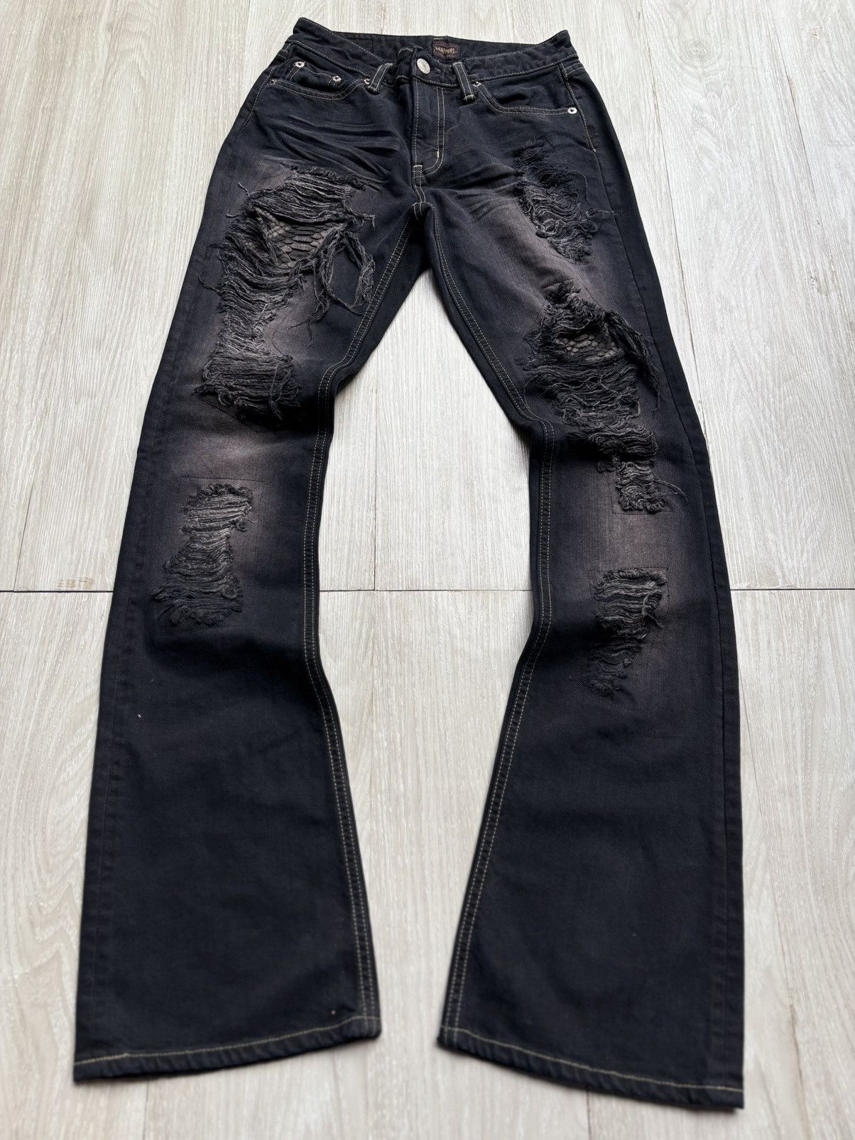 Japanese Brand Brappers distressed flare jeans Size US 26 / EU 42 - 1 Thumbnail