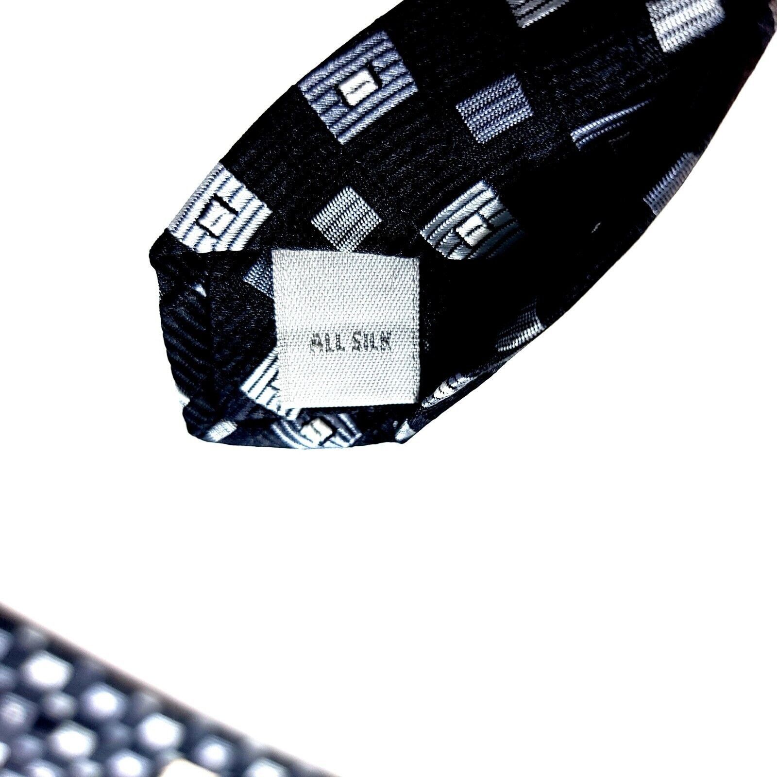 Burma Bibas Burma Bibas Black Gray Geometric Woven Wide Silk Tie Size ONE SIZE - 4 Thumbnail