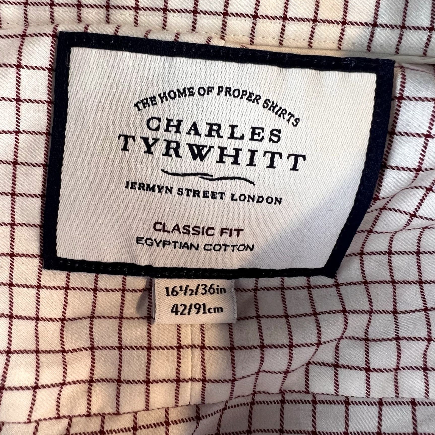 Charles Tyrwhitt Charles Tyrwhitt Dress Shirt Men L Red White Check Classic Fit Preppy Size 42R - 7 Thumbnail