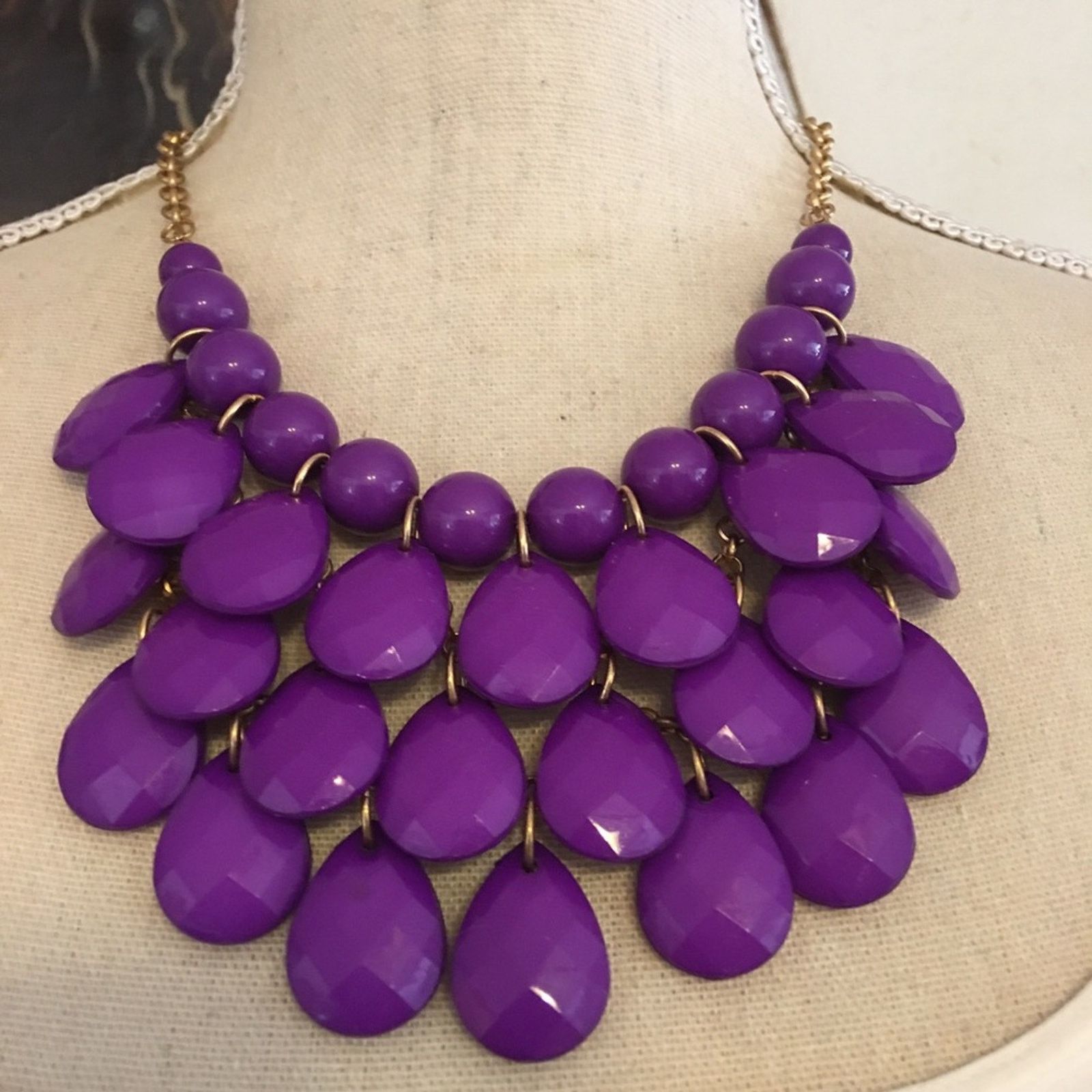 Jewelry Bright purple multi layer beaded necklace Size ONE SIZE - 1 Thumbnail