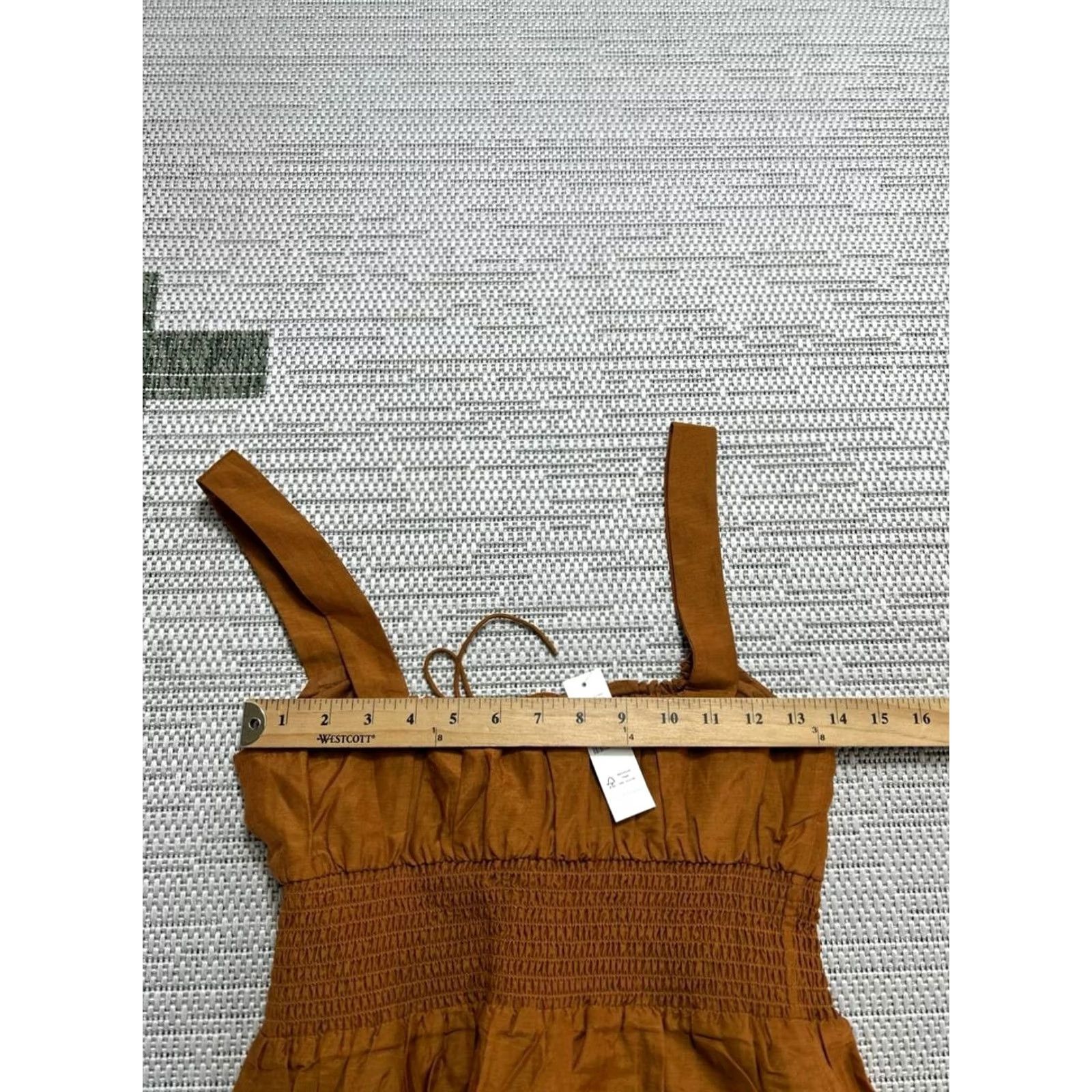 J.Crew J Crew Smocked Waist Tank Top Womens XS Brown Cotton Tie Front Peplum Hem New Size XS / US 0-2 / IT 36-38 - 7 Thumbnail