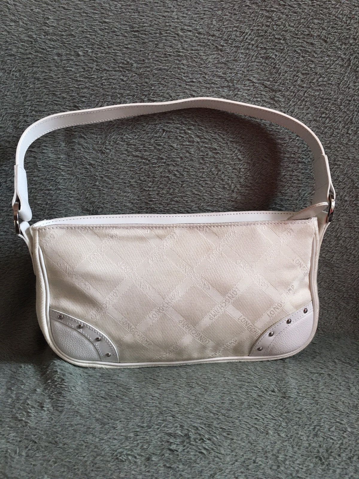 Longchamp Longchamp Ivory White Nylon Leather Handbag Shoulder Bag Size ONE SIZE - 1 Thumbnail