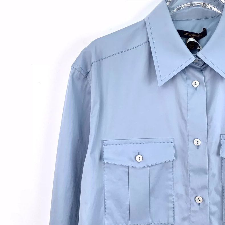 Louis Vuitton Louis Vuitton 24 blue cotton lapel single-breasted long-sl Size XS / US 0-2 / IT 36-38 - 3 Thumbnail
