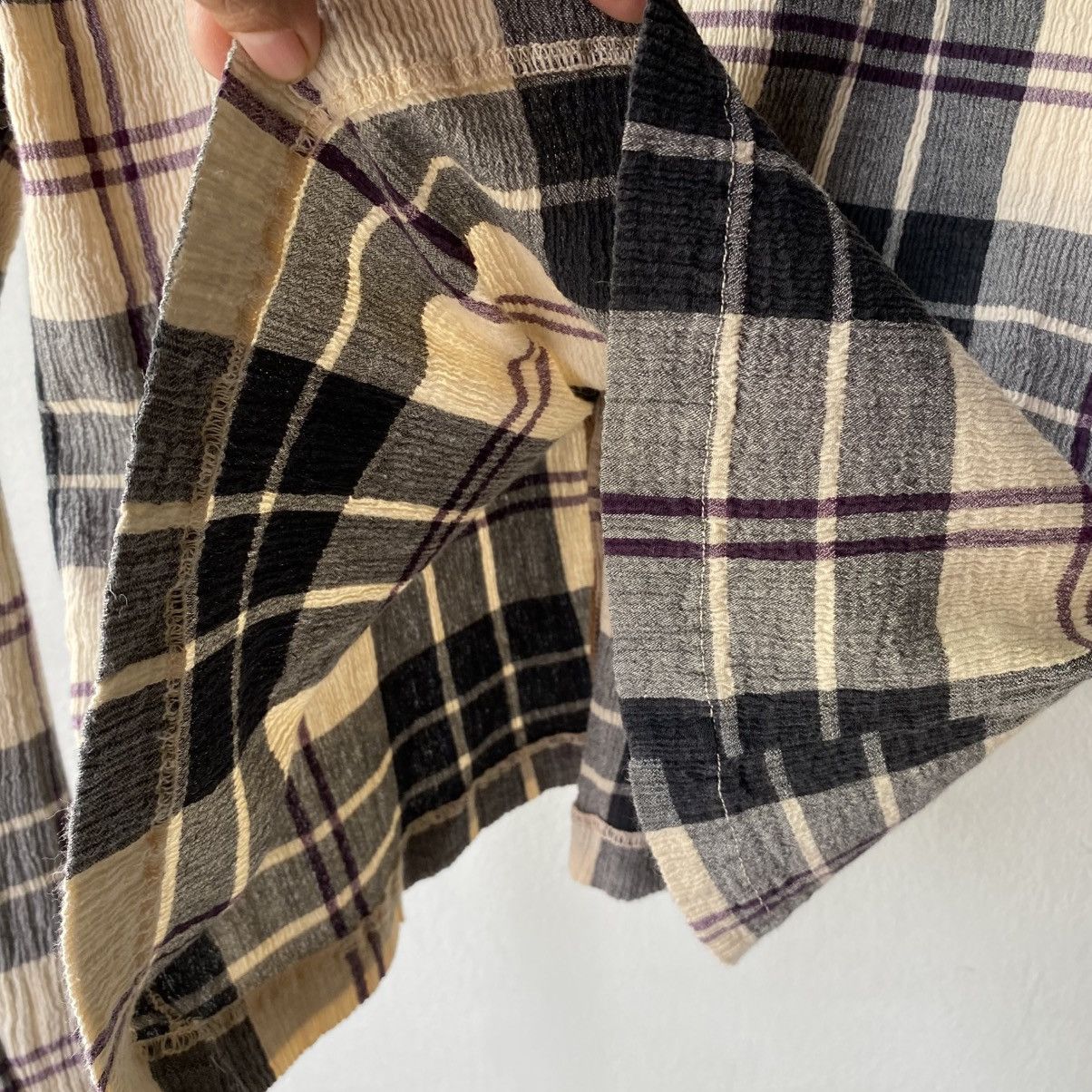 Tsumori Chisato Tsumori Chisato Multi-Color Stretch Check Pleated Shirt Size US S / EU 44-46 / 1 - 10 Thumbnail