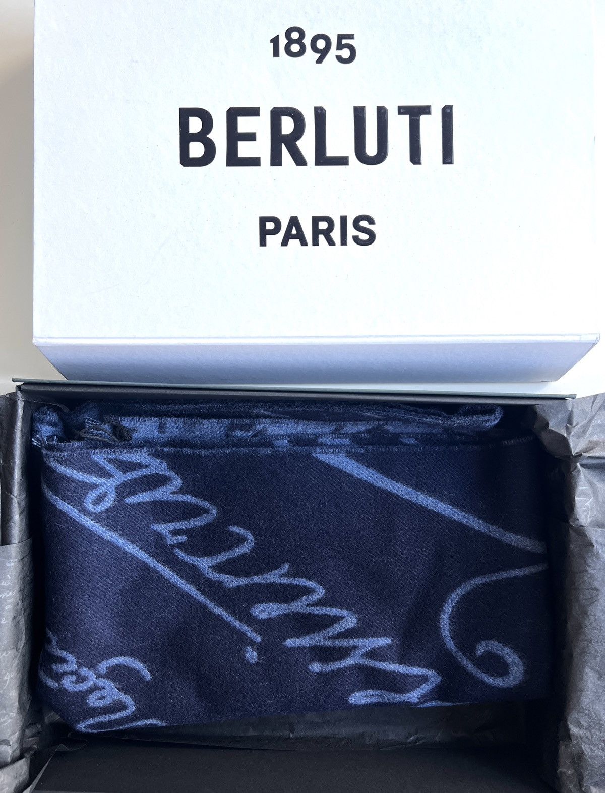 image of Berluti Wool Scarf in Blue, Men's