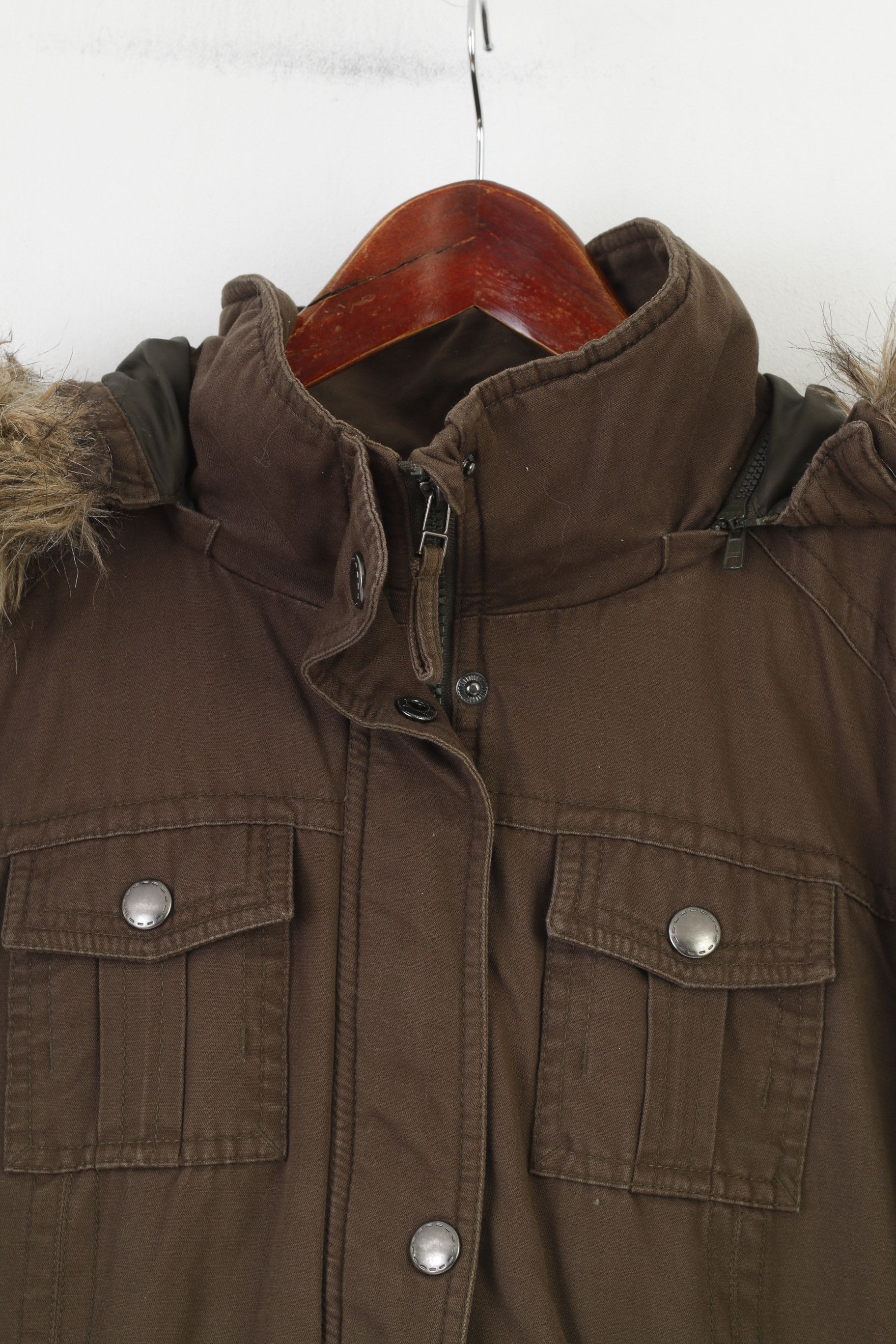 s.Oliver S.Oliver Woman M Jacket Khaki Padded Hood Vintage 0217 Size M / US 6-8 / IT 42-44 - 3 Thumbnail