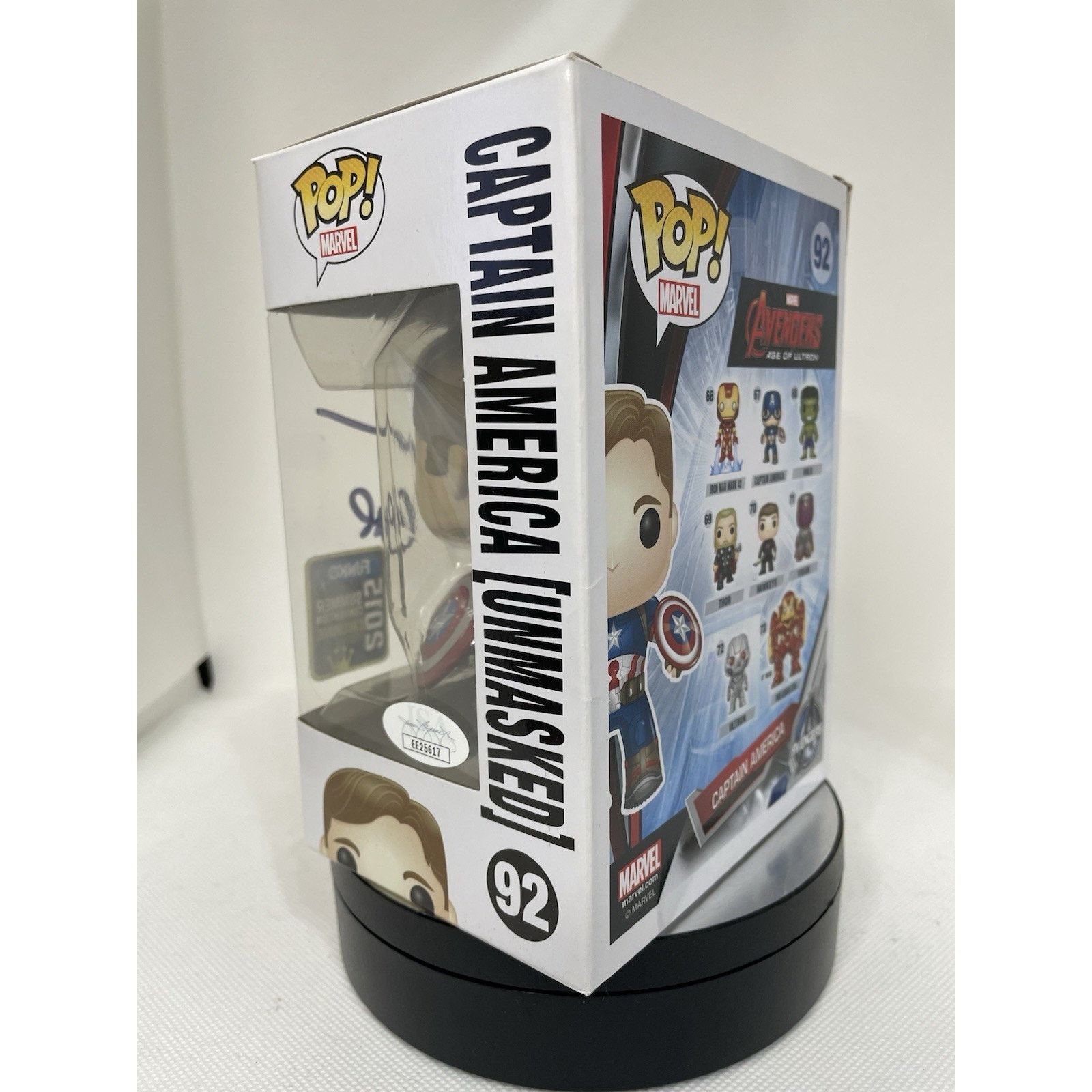 Marvel Comics Funko Pop Captain America Unmasked 93 Signed By Chris Evans Size ONE SIZE - 4 Thumbnail