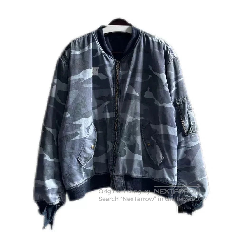 Vintage Vintage 90s Navy Camouflage Bomber. Size US M / EU 48-50 / 2 - 1 Thumbnail