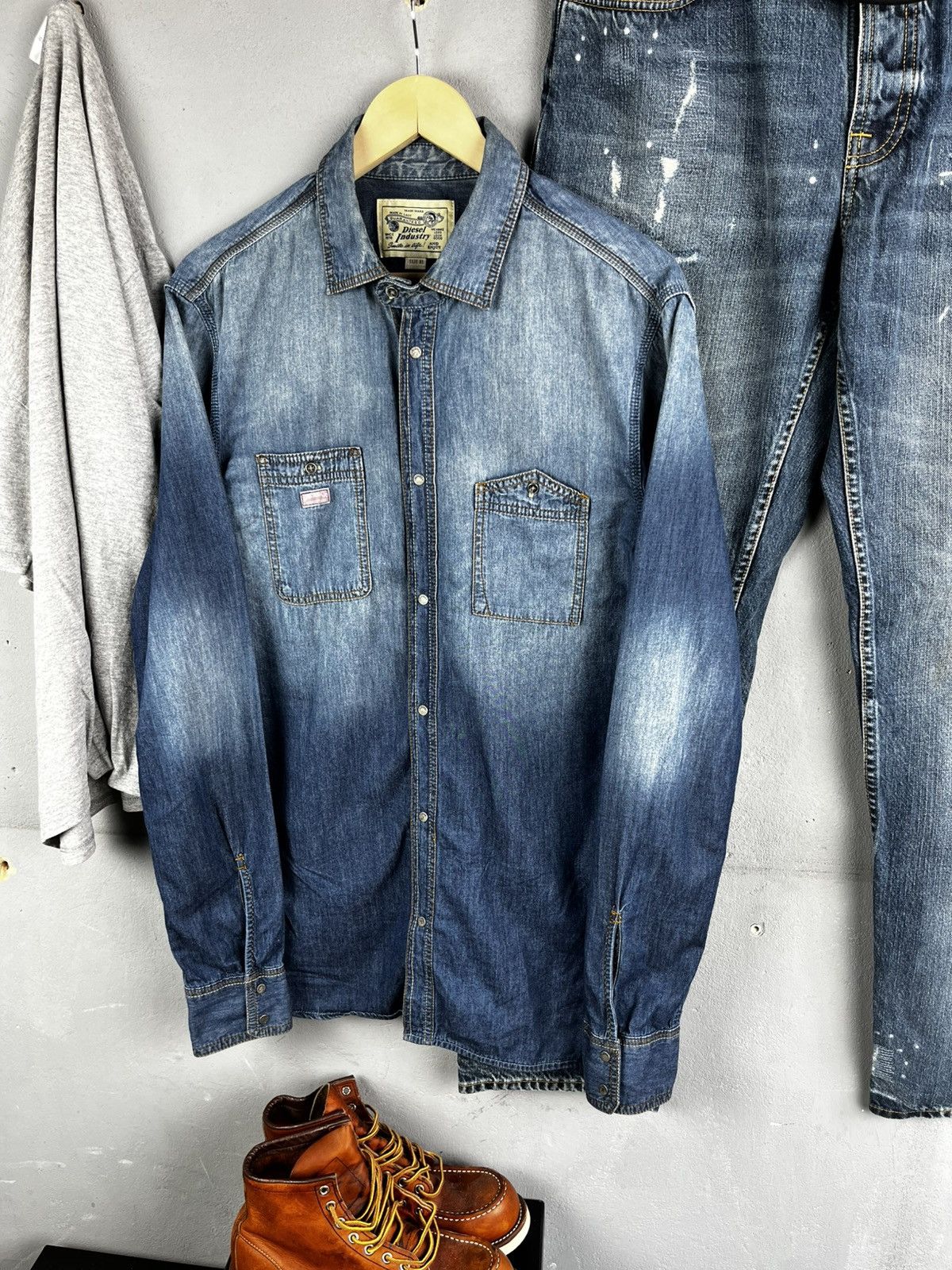 Diesel Diesel denim distressed shirt size xl Size US XL / EU 56 / 4 - 2 Thumbnail