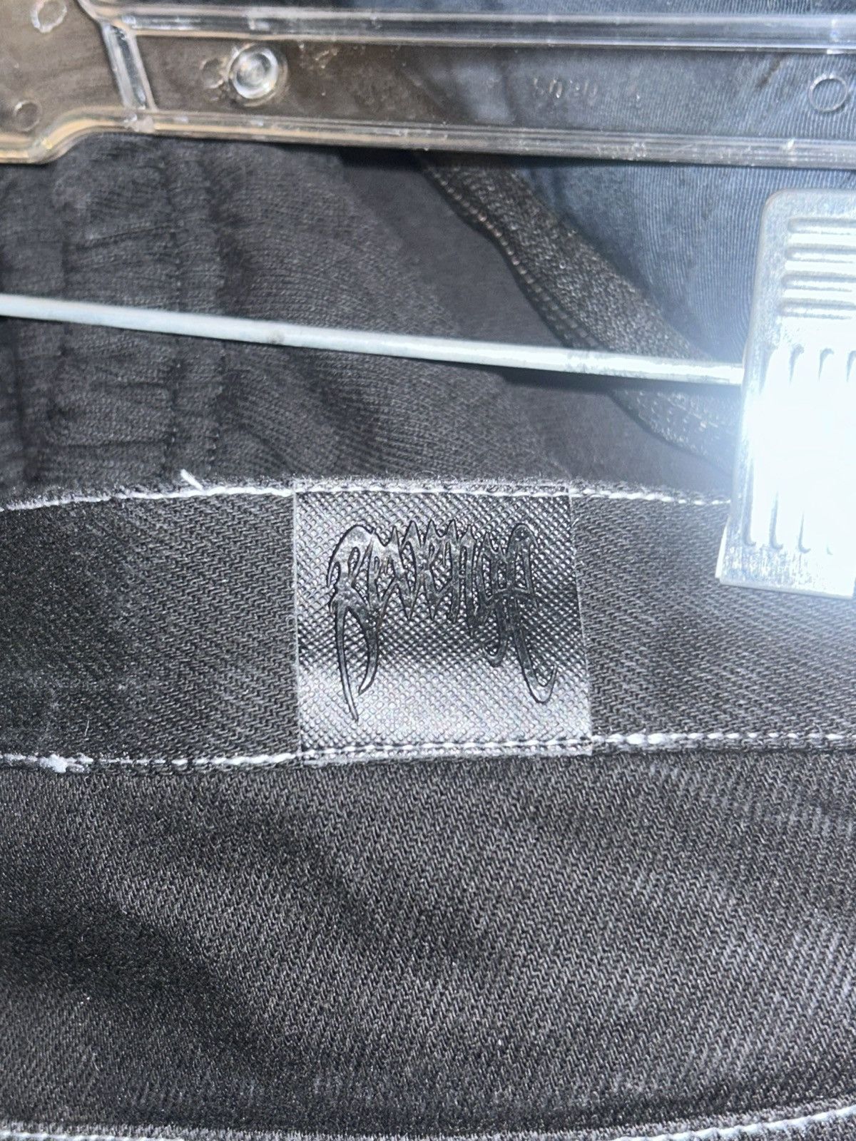 Revenge Black denim and white embroidered pants Size US 32 / EU 48 - 3 Thumbnail