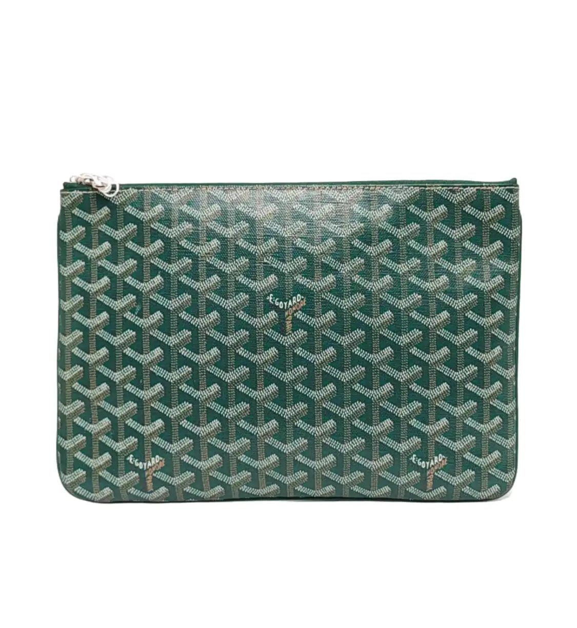 Goyard GOYARD Sénat green coated canvas print clutch silver hardware Size ONE SIZE - 1 Thumbnail