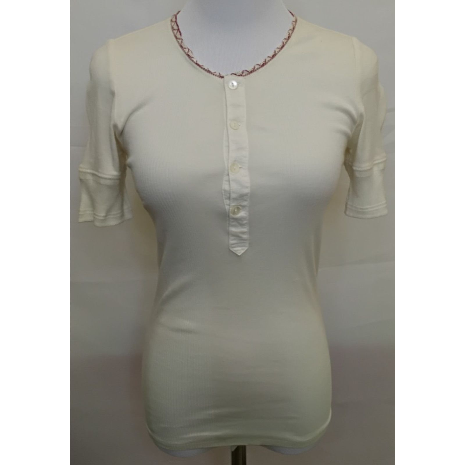Ralph Lauren Ralph Lauren Knit Top Women S Cream Red Embroidery Rib-Knit Size S / US 4 / IT 40 - 2 Thumbnail