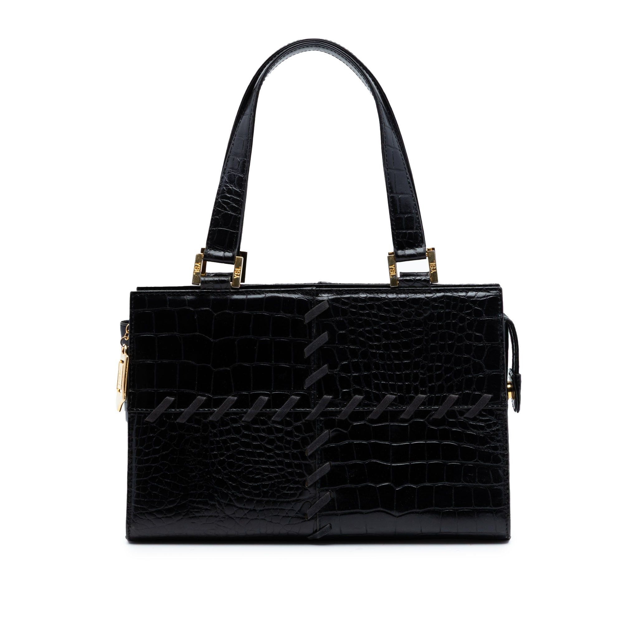 Saint Laurent Paris Croc Embossed Leather Shoulder Bag Size ONE SIZE - 1 Thumbnail