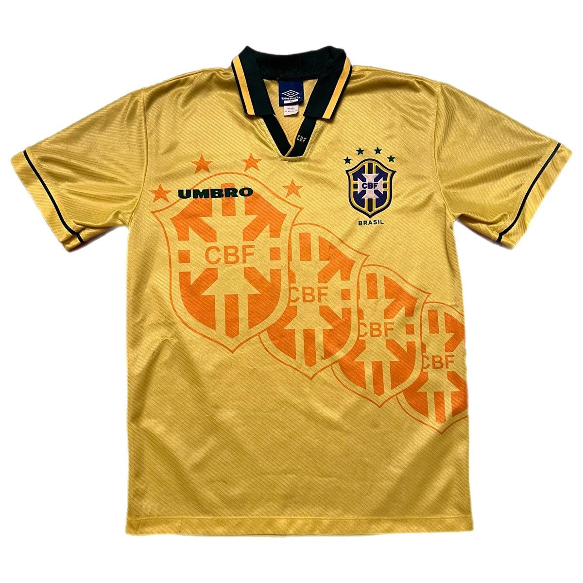 image of Vintage 90’S Cbf Brasil Umbro Soccer Jersey in Yellow, Men's (Size Small)