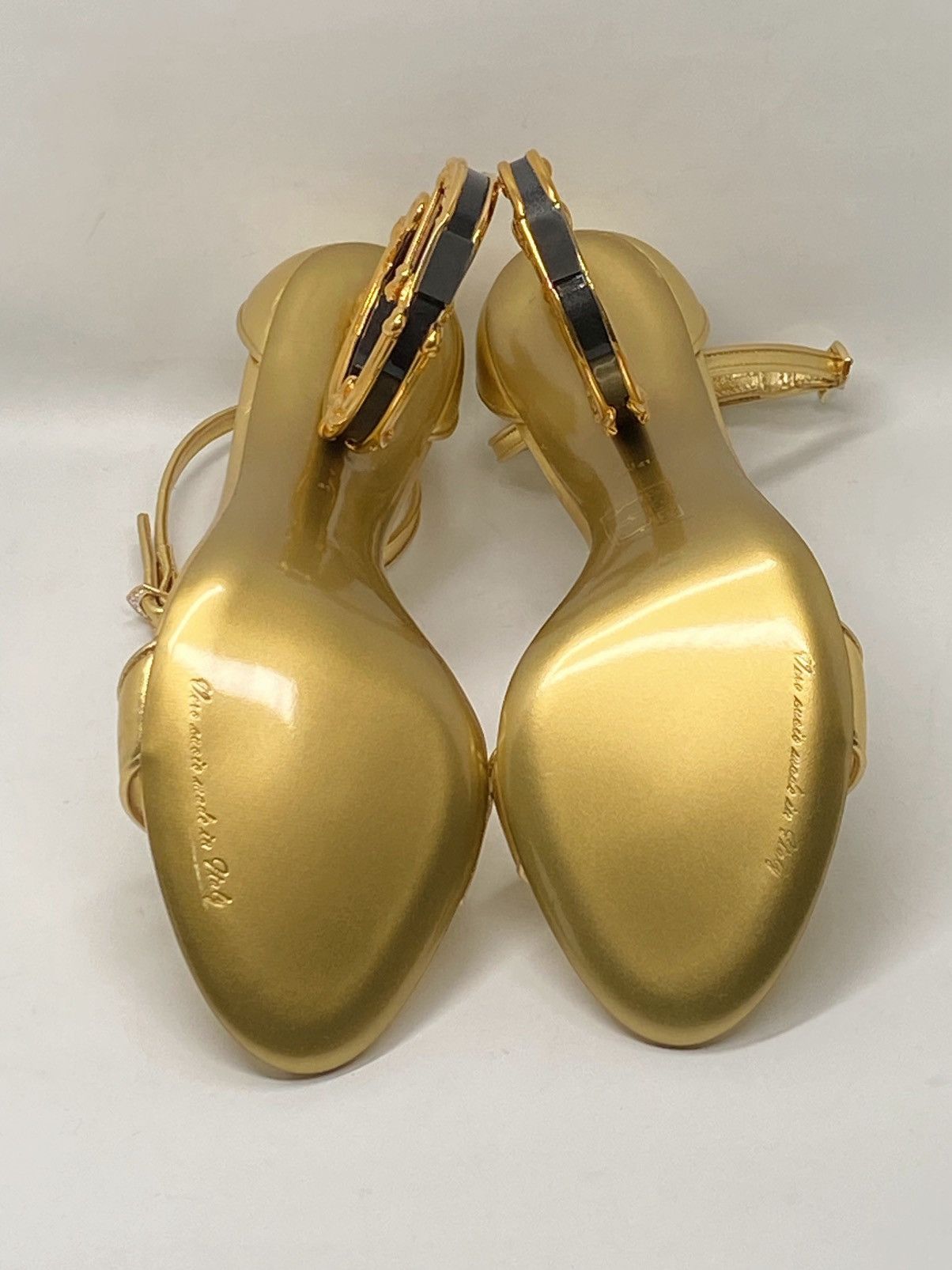Dolce & Gabbana DOLCE&GABBANA Sculpted-Heel Metallic Leather Sandals size 41 Size US 11 / IT 41 - 13 Thumbnail